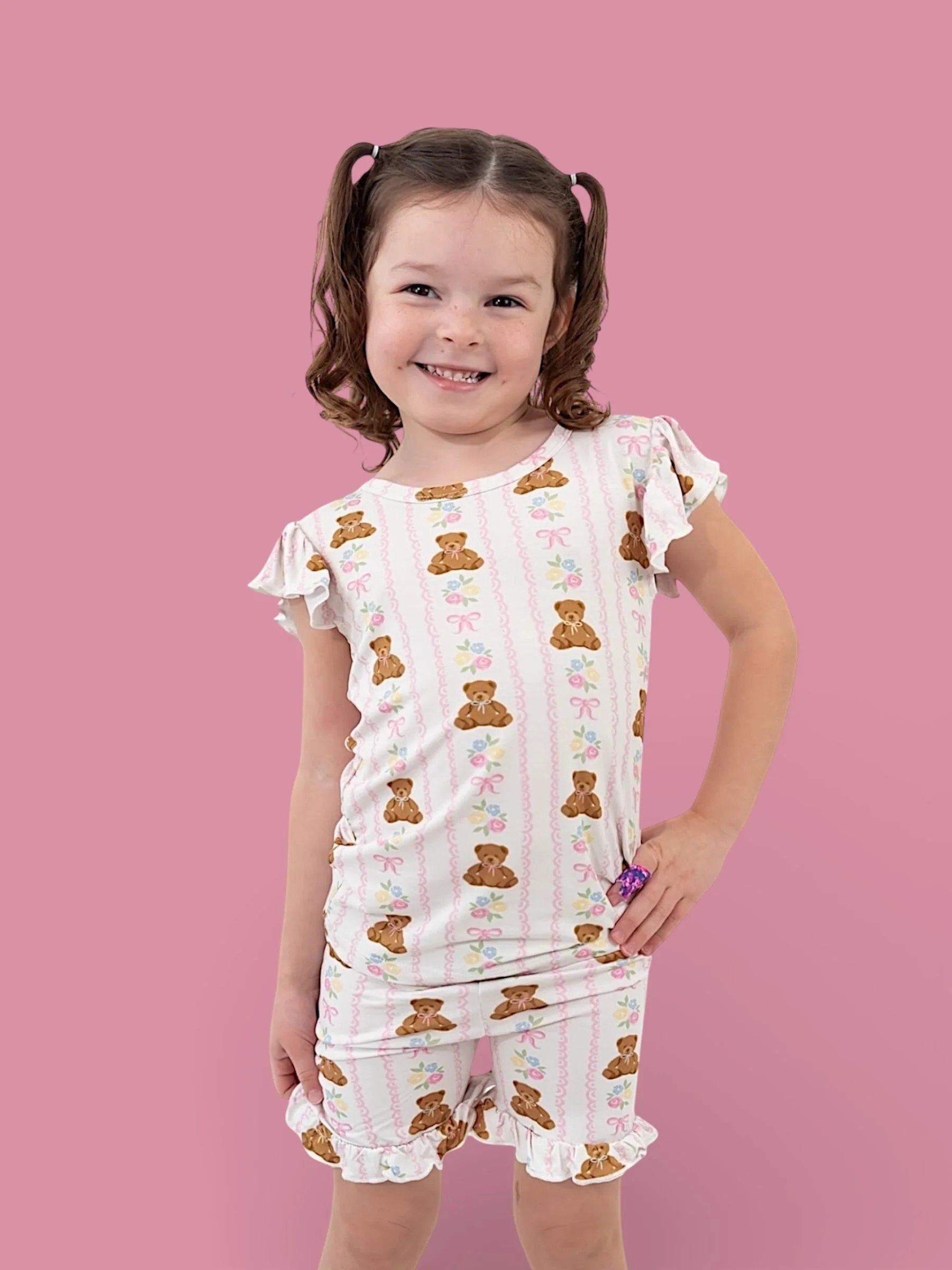 BEAR-Y BLOSSOMS DREAM RUFFLE SHORT SET - Image 4