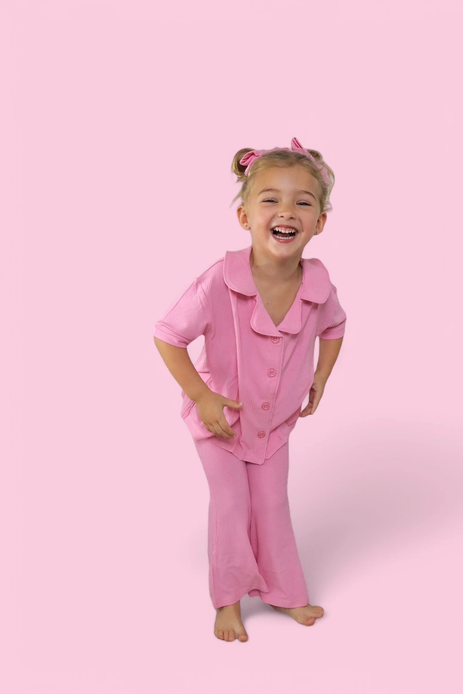 BELLA PINK RIB DREAM GIRL'S FLARE SET - Image 12