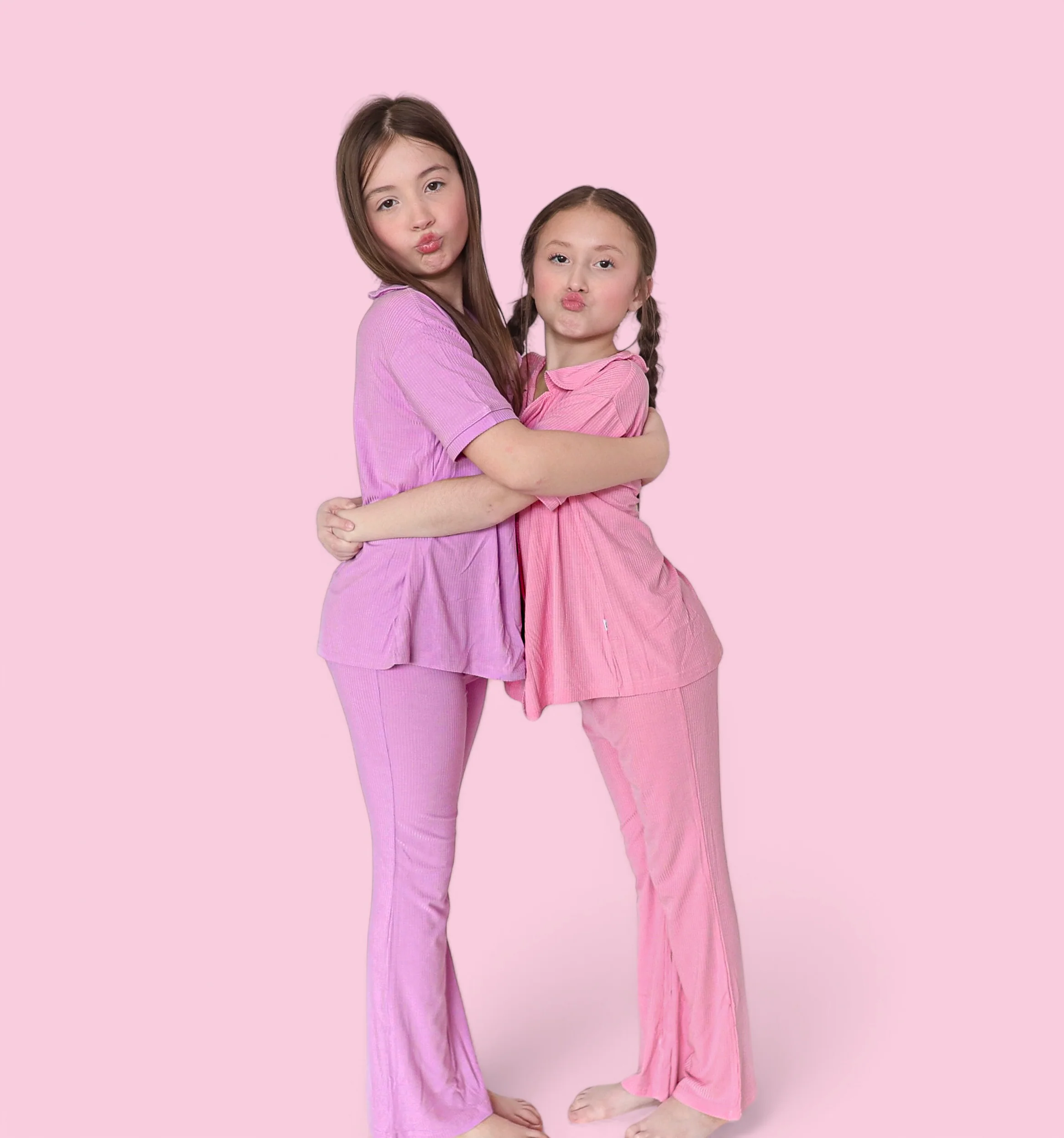 BELLA PINK RIB DREAM GIRL'S FLARE SET - Image 5