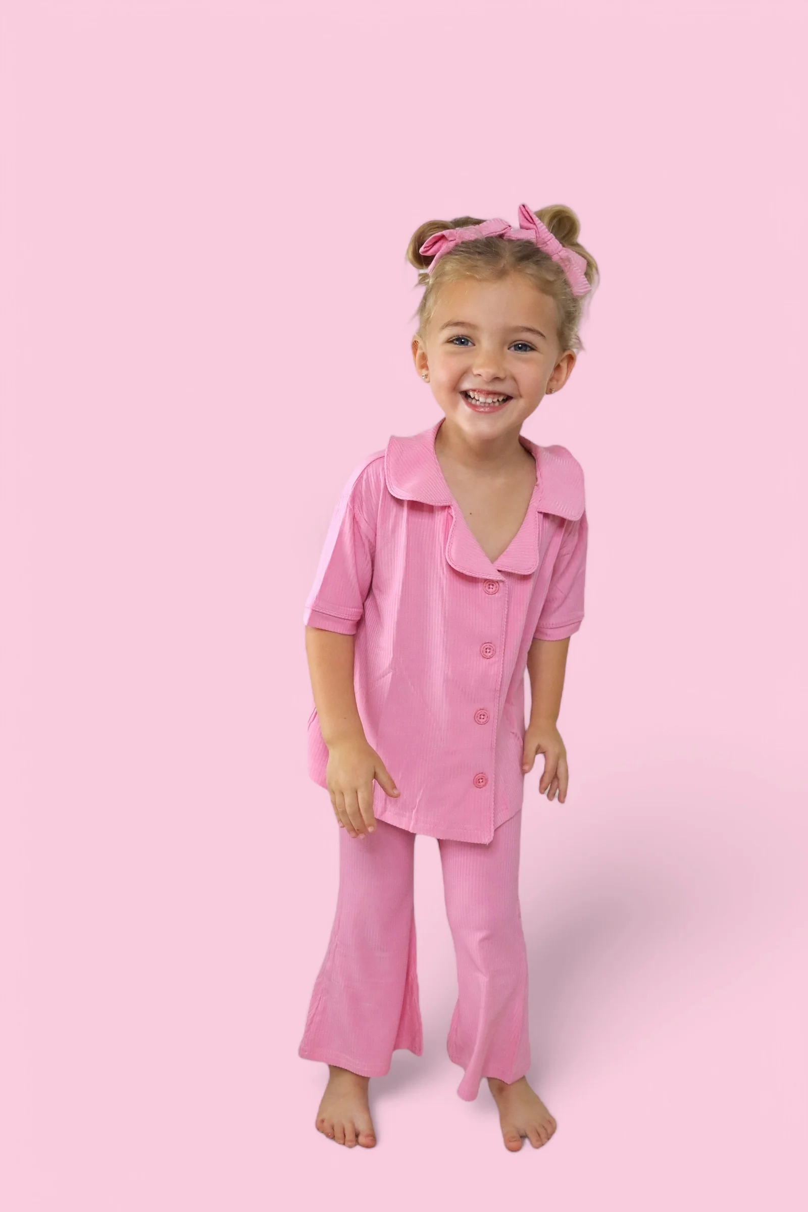 BELLA PINK RIB DREAM GIRL'S FLARE SET - Image 6