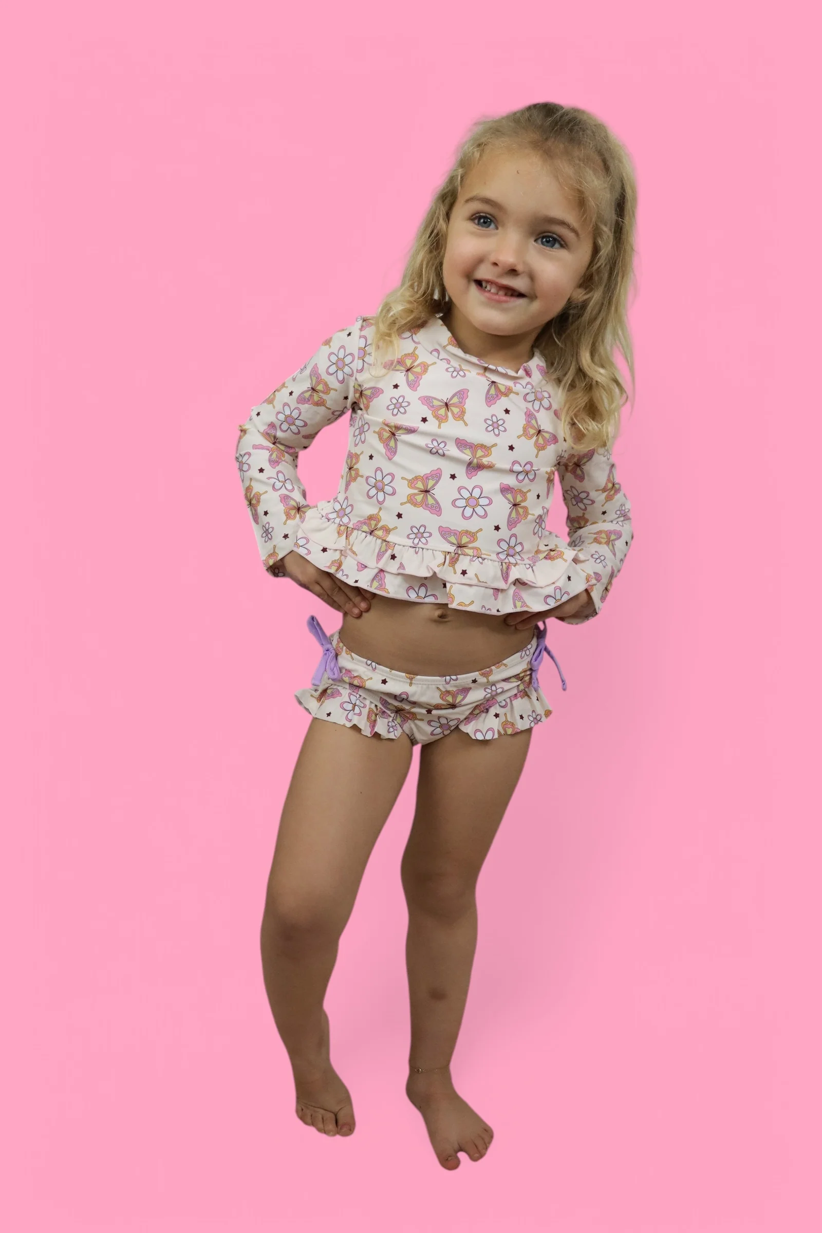 BLOSSOMIN’ BUTTERFLY DREAM 2-PIECE RASH GUARD RUFFLE SWIM SUIT - Image 10