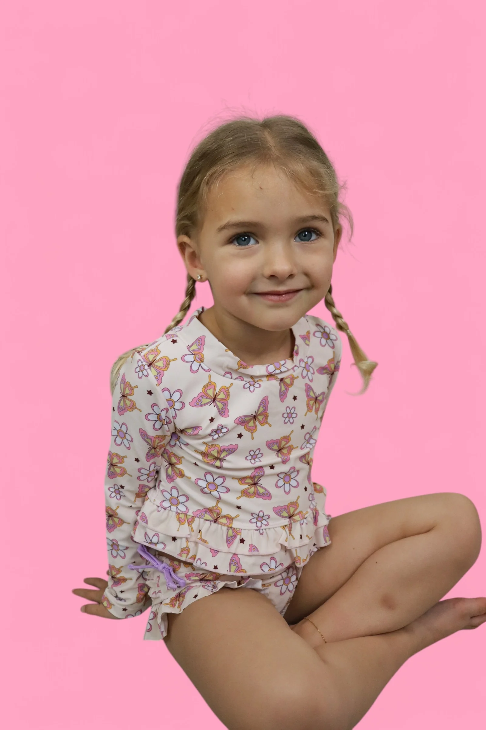 BLOSSOMIN’ BUTTERFLY DREAM 2-PIECE RASH GUARD RUFFLE SWIM SUIT - Image 12