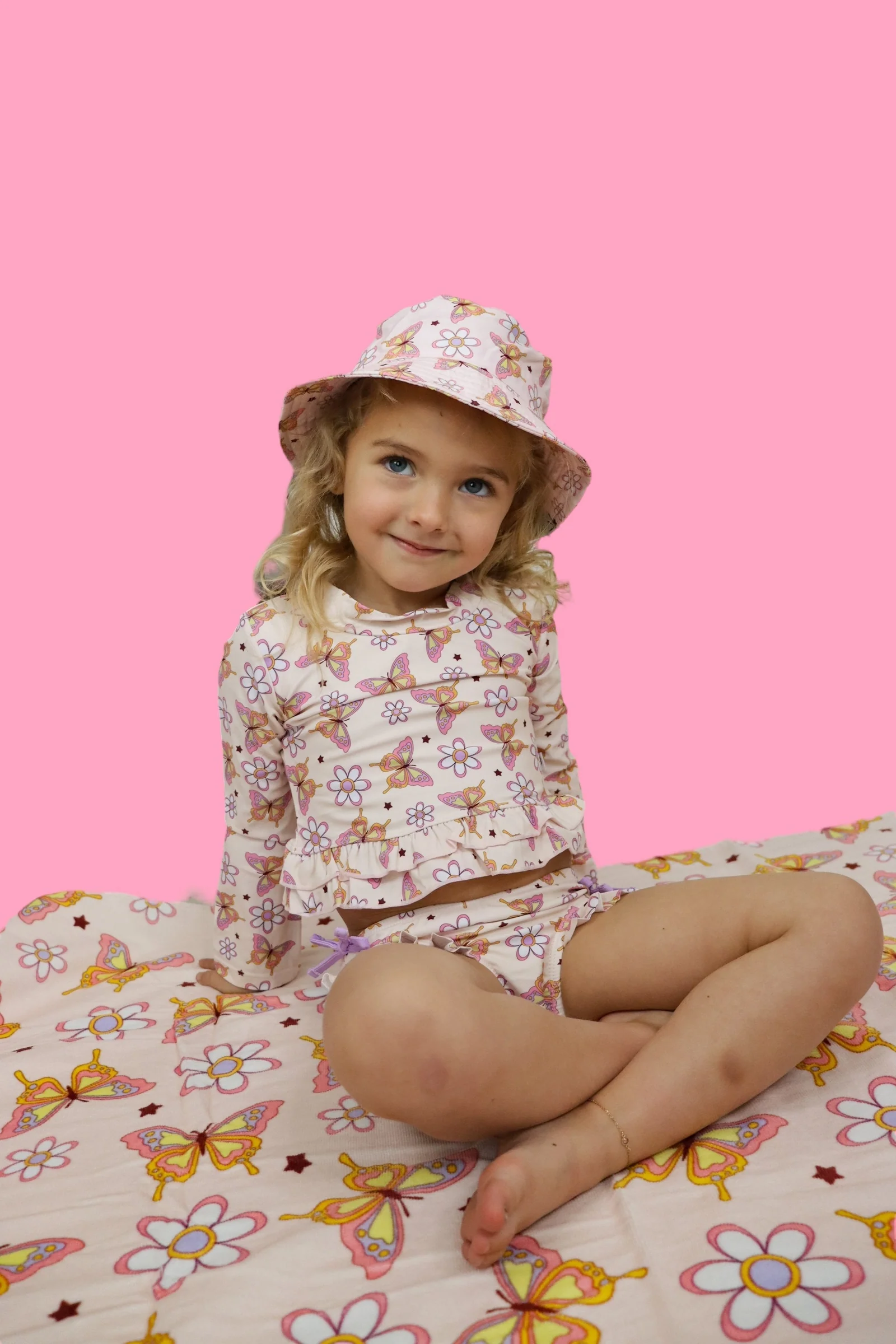 BLOSSOMIN’ BUTTERFLY DREAM 2-PIECE RASH GUARD RUFFLE SWIM SUIT - Image 14
