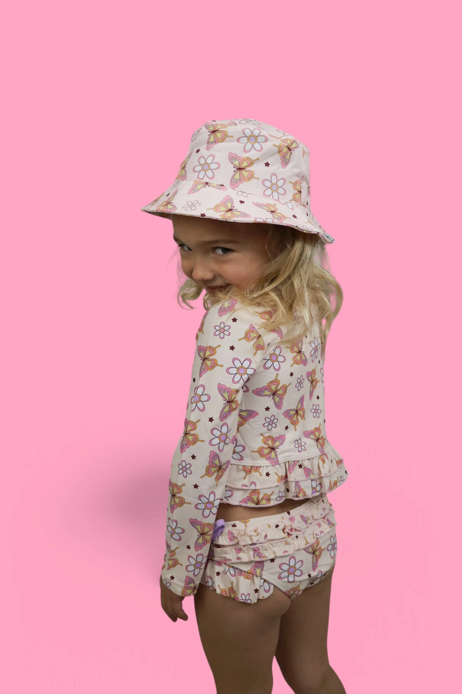 BLOSSOMIN’ BUTTERFLY DREAM 2-PIECE RASH GUARD RUFFLE SWIM SUIT - Image 15