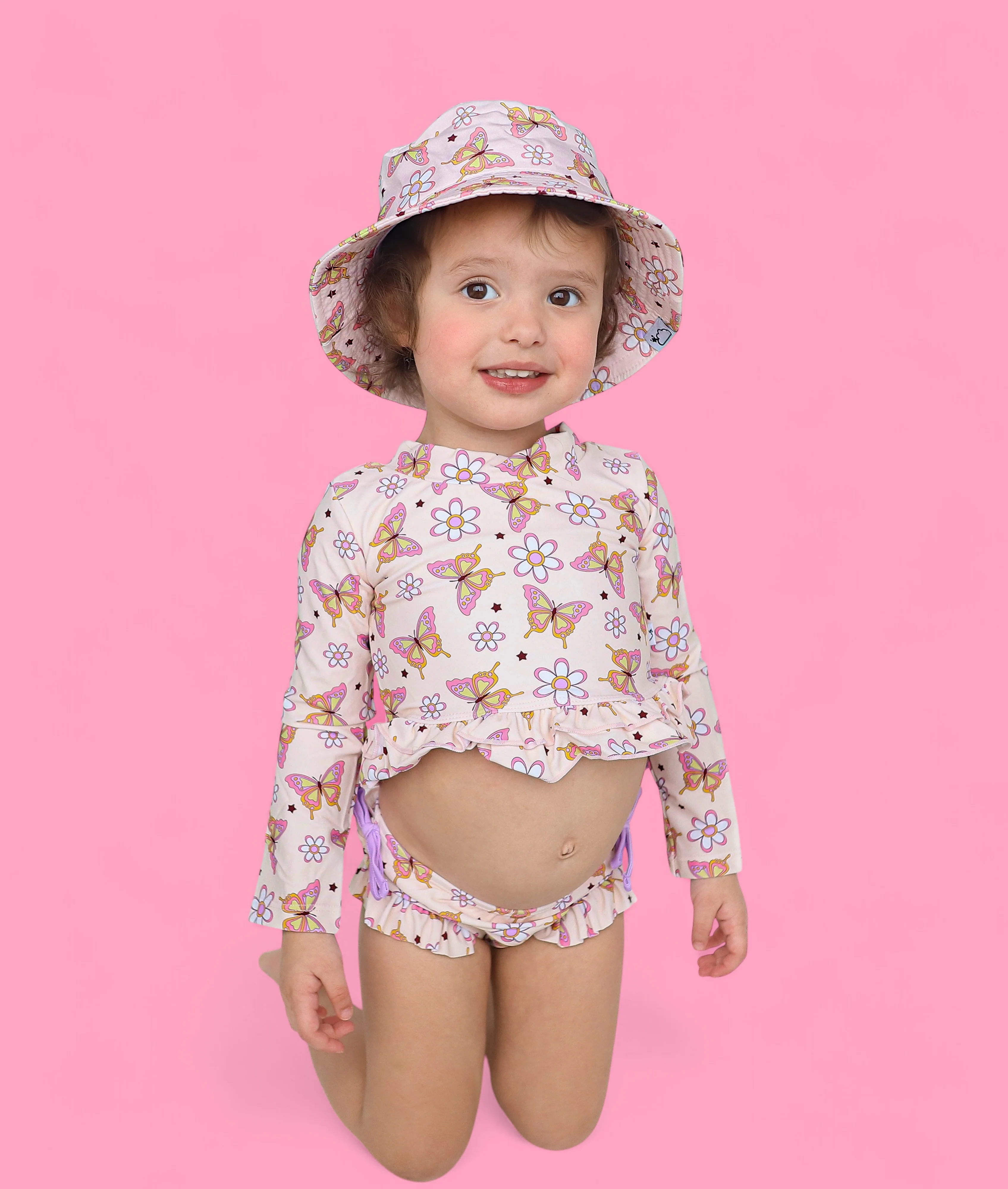 BLOSSOMIN’ BUTTERFLY DREAM 2-PIECE RASH GUARD RUFFLE SWIM SUIT - Image 19