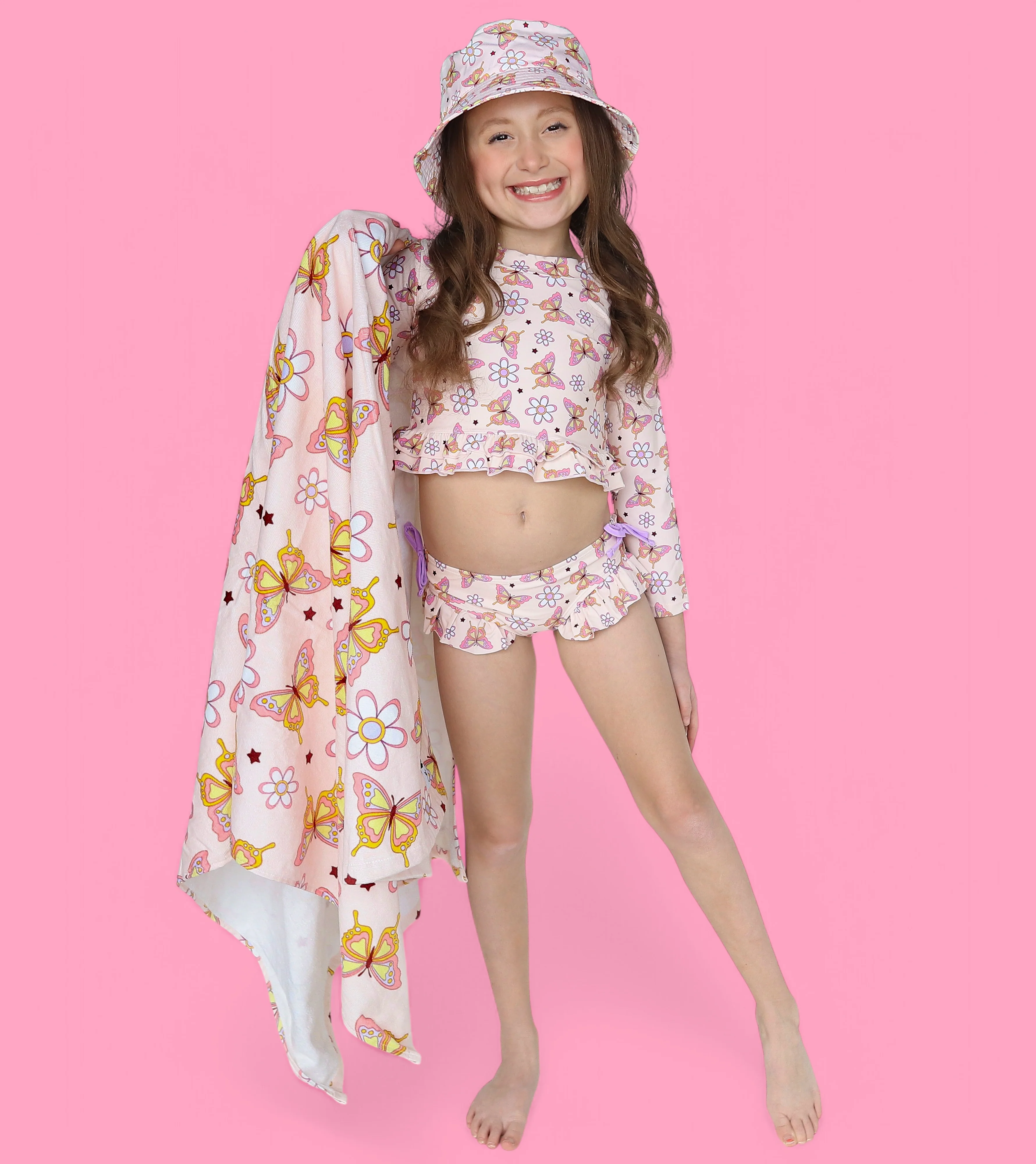 BLOSSOMIN’ BUTTERFLY DREAM 2-PIECE RASH GUARD RUFFLE SWIM SUIT - Image 22