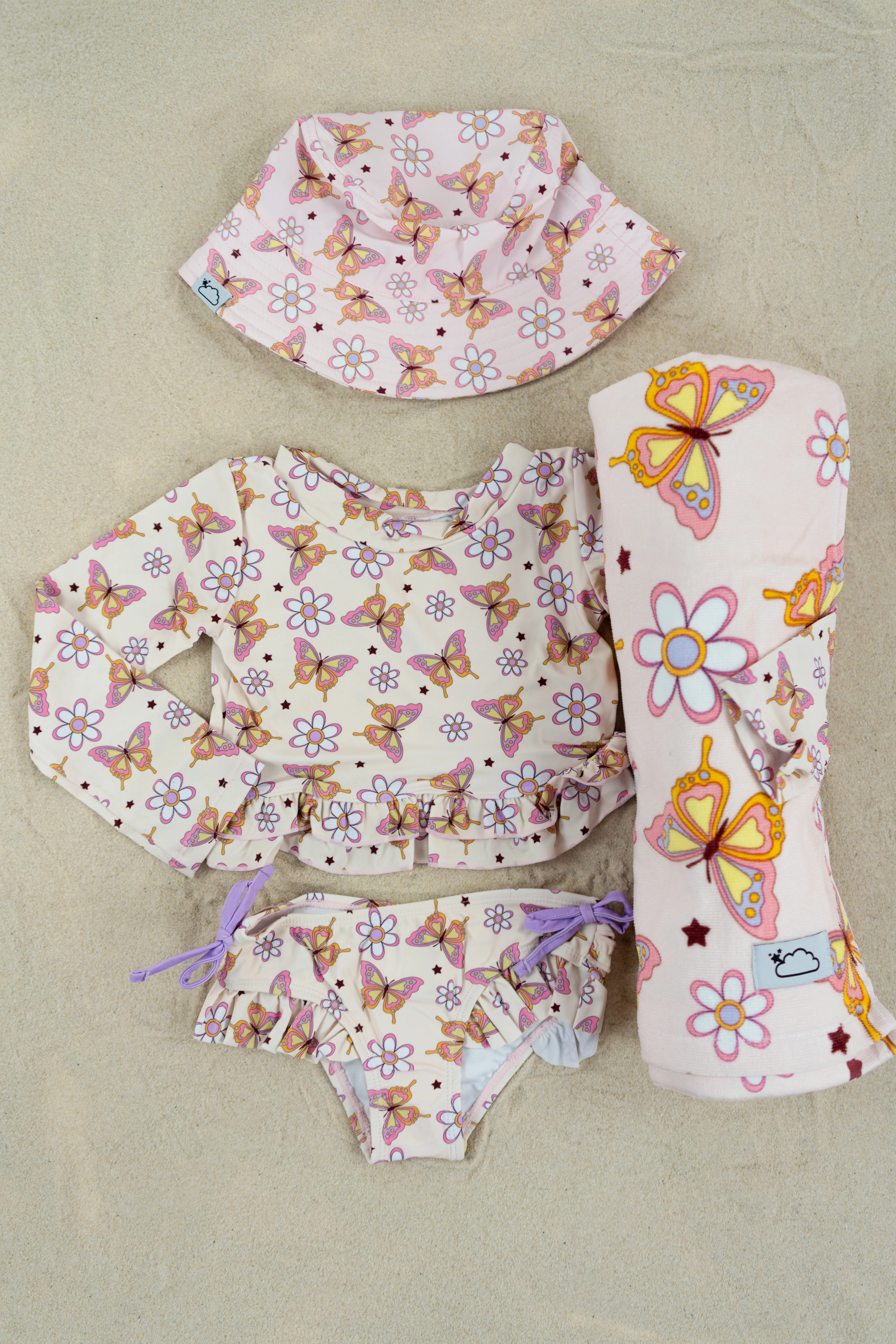 BLOSSOMIN’ BUTTERFLY DREAM 2-PIECE RASH GUARD RUFFLE SWIM SUIT - Image 28