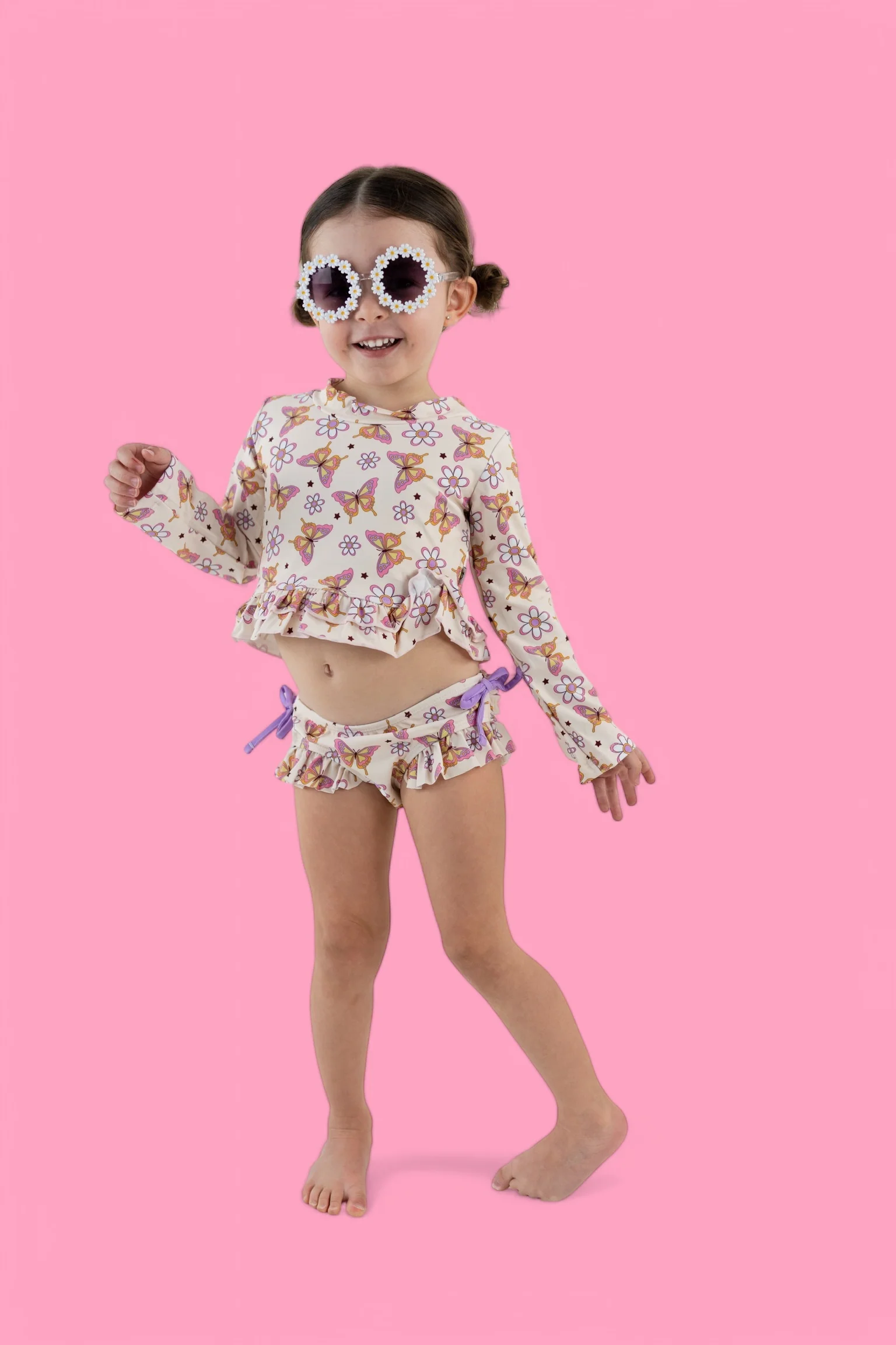 BLOSSOMIN’ BUTTERFLY DREAM 2-PIECE RASH GUARD RUFFLE SWIM SUIT - Image 30