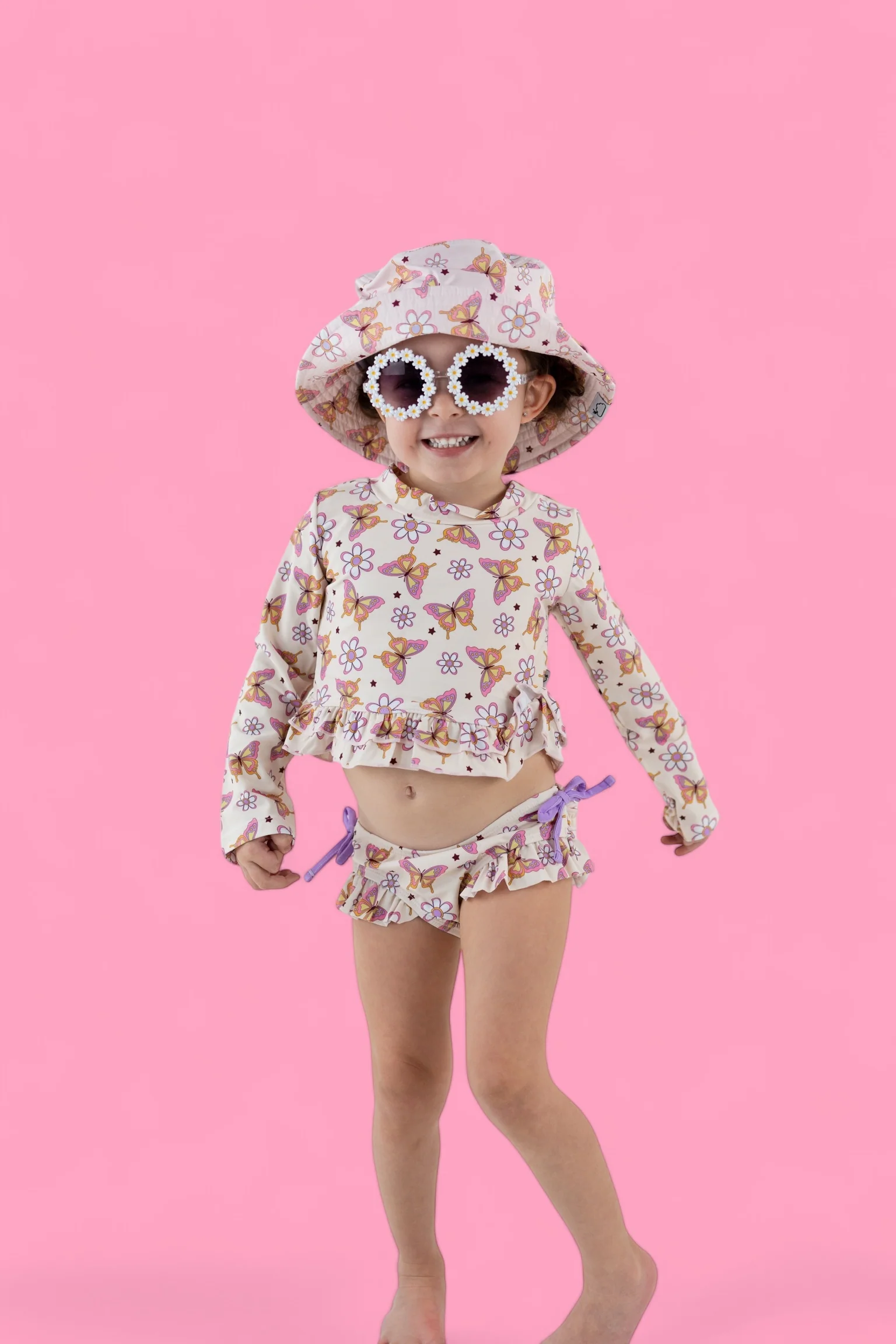 BLOSSOMIN’ BUTTERFLY DREAM 2-PIECE RASH GUARD RUFFLE SWIM SUIT - Image 31