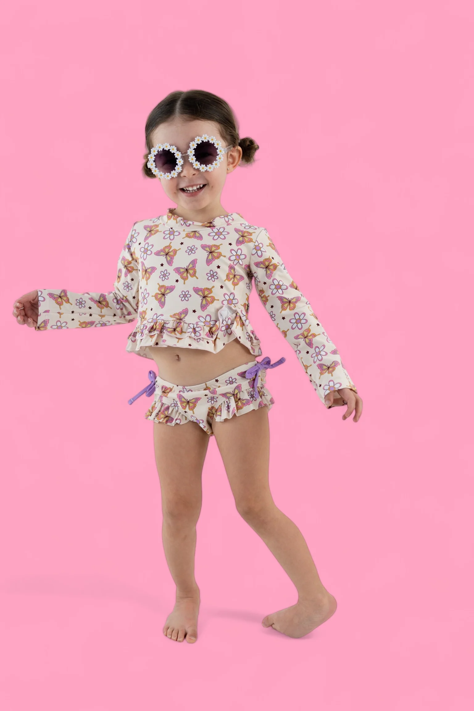 BLOSSOMIN’ BUTTERFLY DREAM 2-PIECE RASH GUARD RUFFLE SWIM SUIT - Image 32