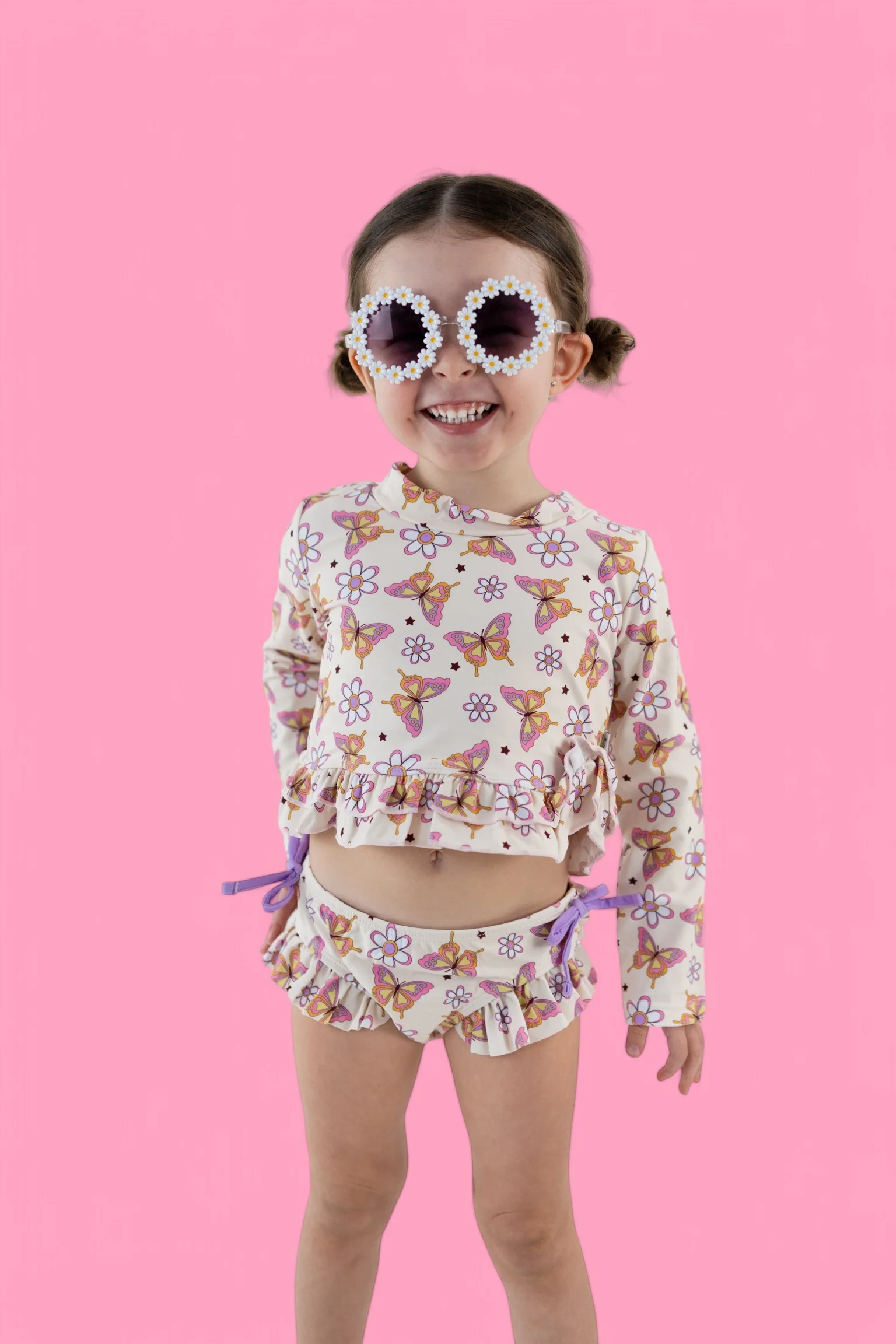 BLOSSOMIN’ BUTTERFLY DREAM 2-PIECE RASH GUARD RUFFLE SWIM SUIT - Image 33