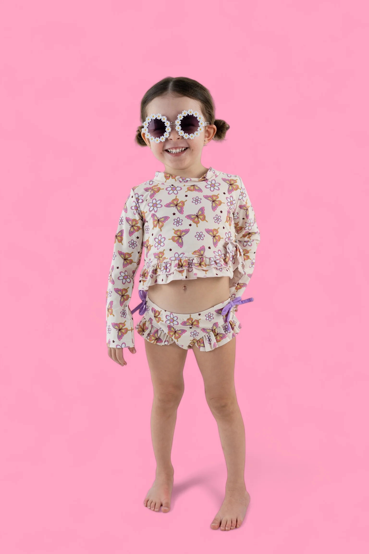 BLOSSOMIN’ BUTTERFLY DREAM 2-PIECE RASH GUARD RUFFLE SWIM SUIT - Image 34