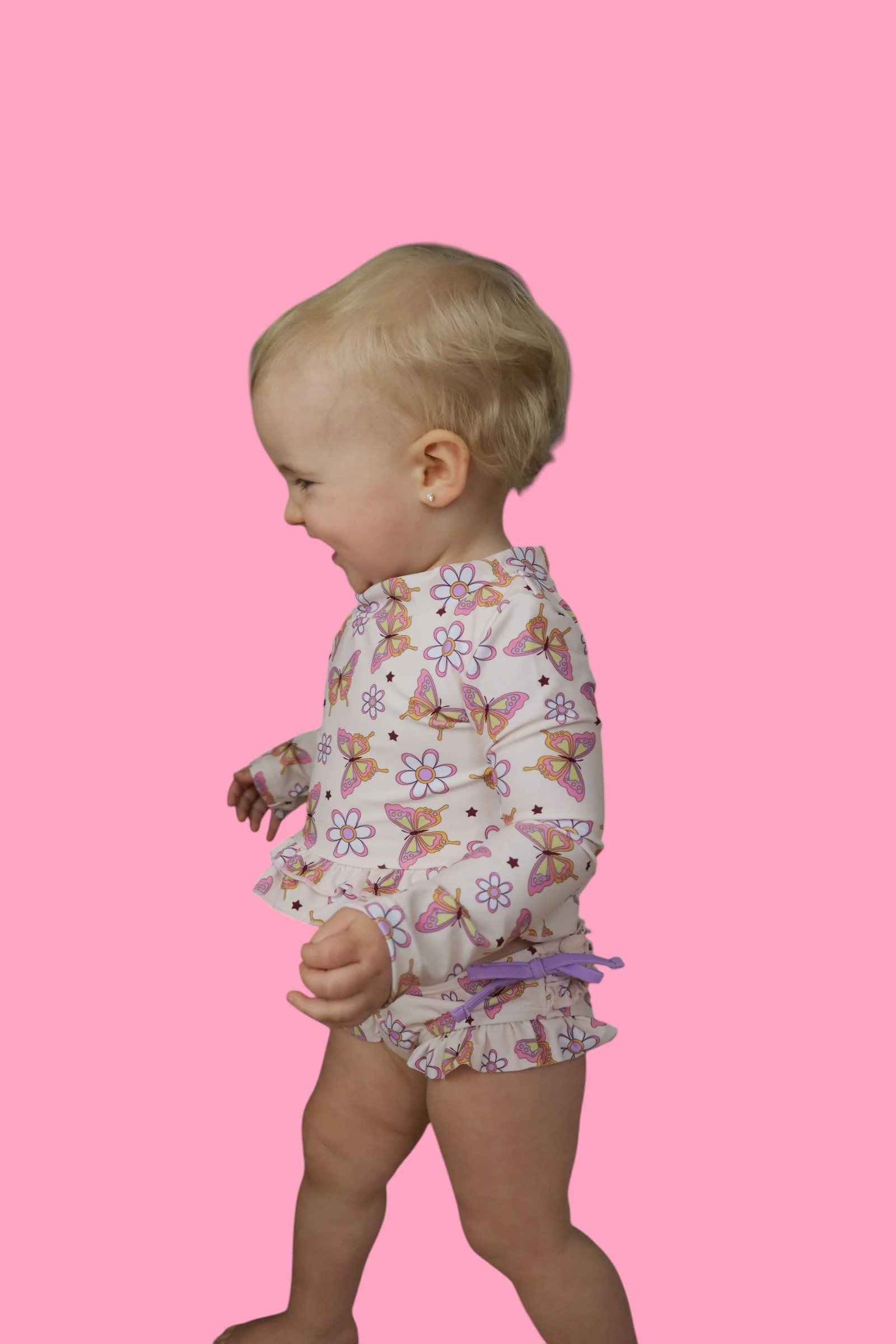BLOSSOMIN’ BUTTERFLY DREAM 2-PIECE RASH GUARD RUFFLE SWIM SUIT - Image 4