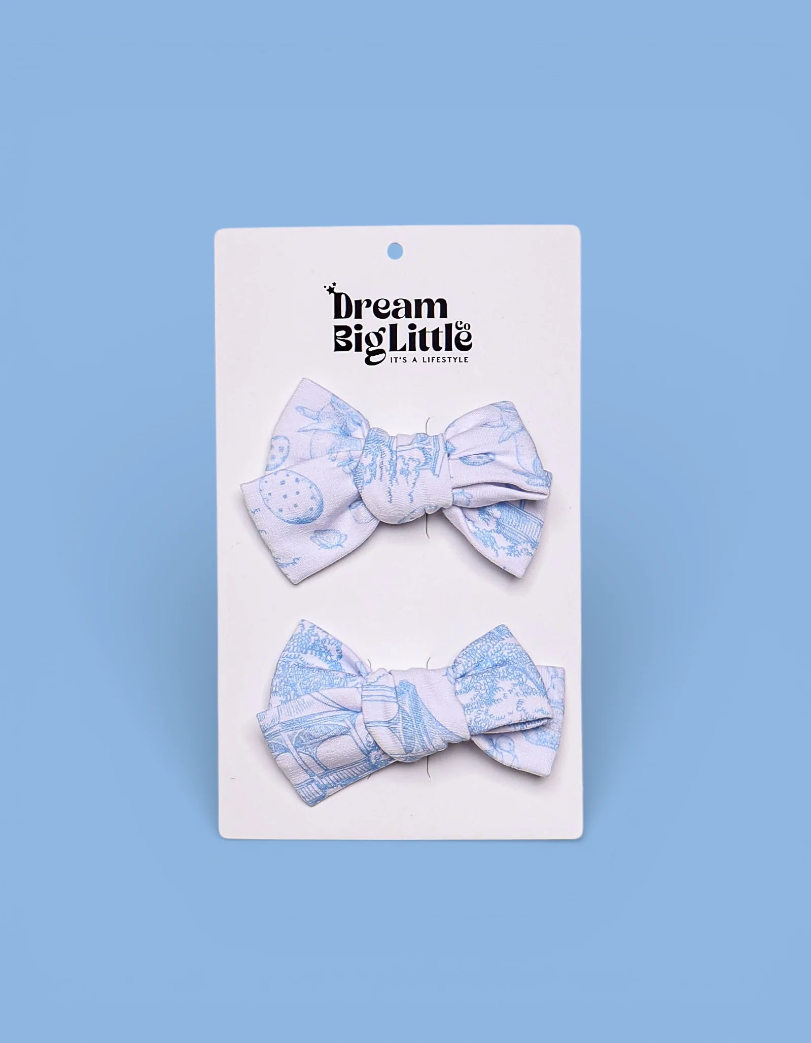 BLUEBELL EASTER TOILE DREAM BOW HAIR CLIPS