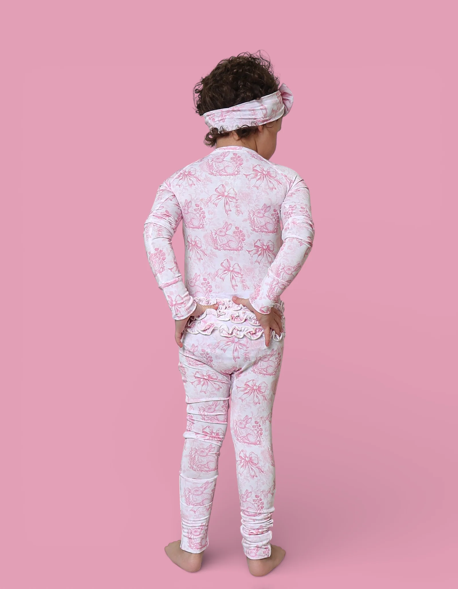 BLUSH BUNNY TOILE DREAM RUFFLE ROMPER - Image 15