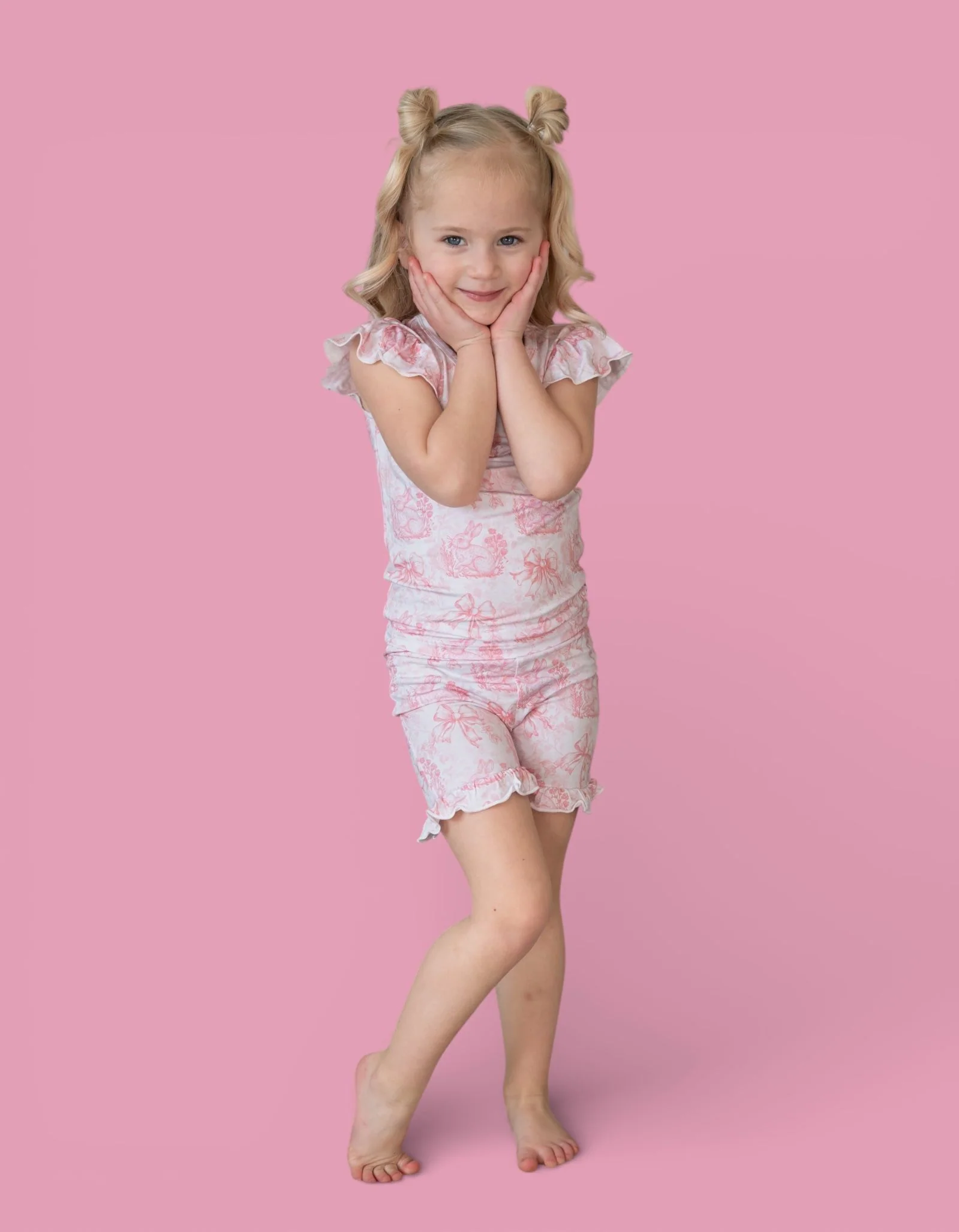 BLUSH BUNNY TOILE DREAM RUFFLE SHORT SET - Image 14