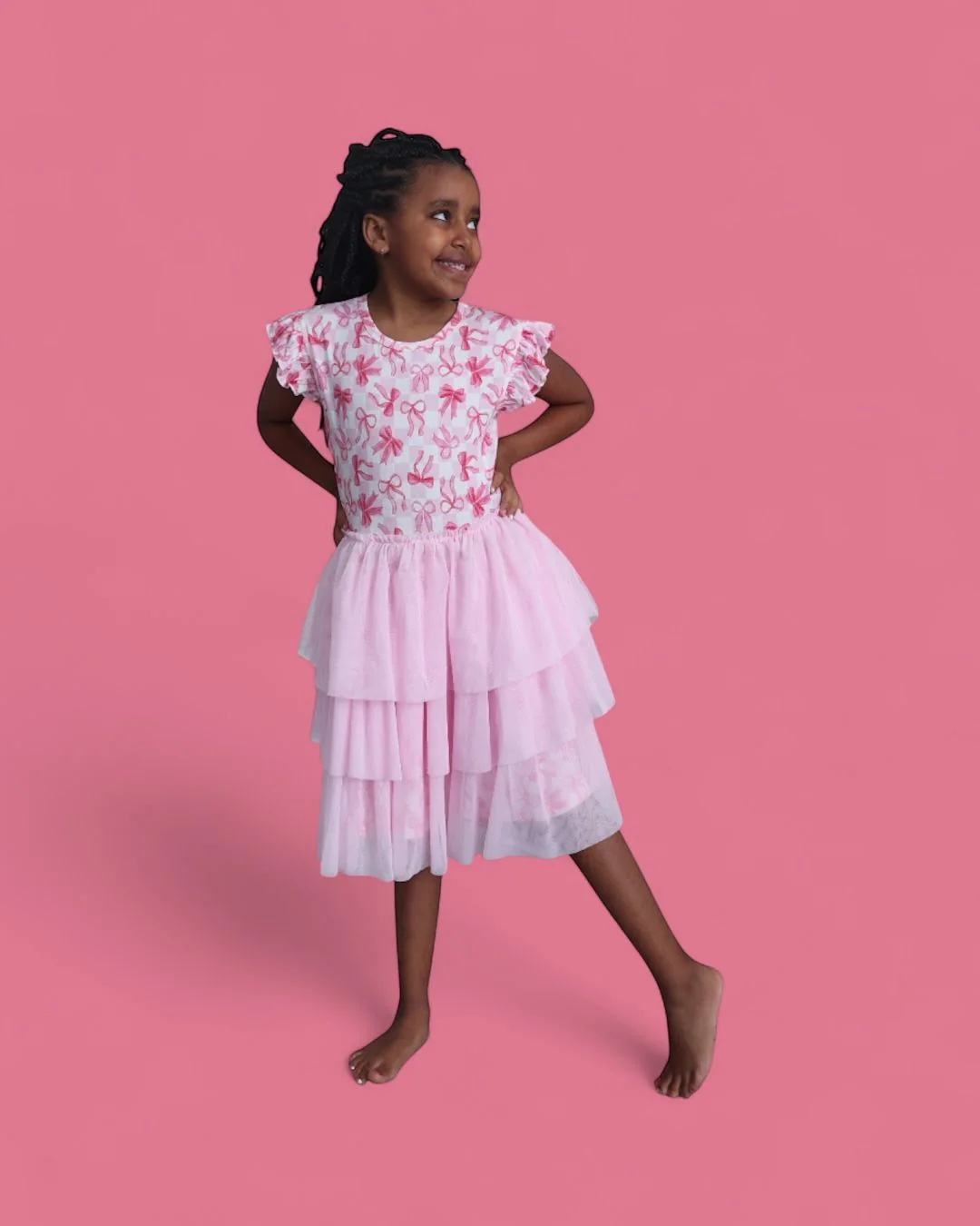 BOW CHECKERED CHARM DREAM CAP SLEEVE TUTU DRESS - Image 13