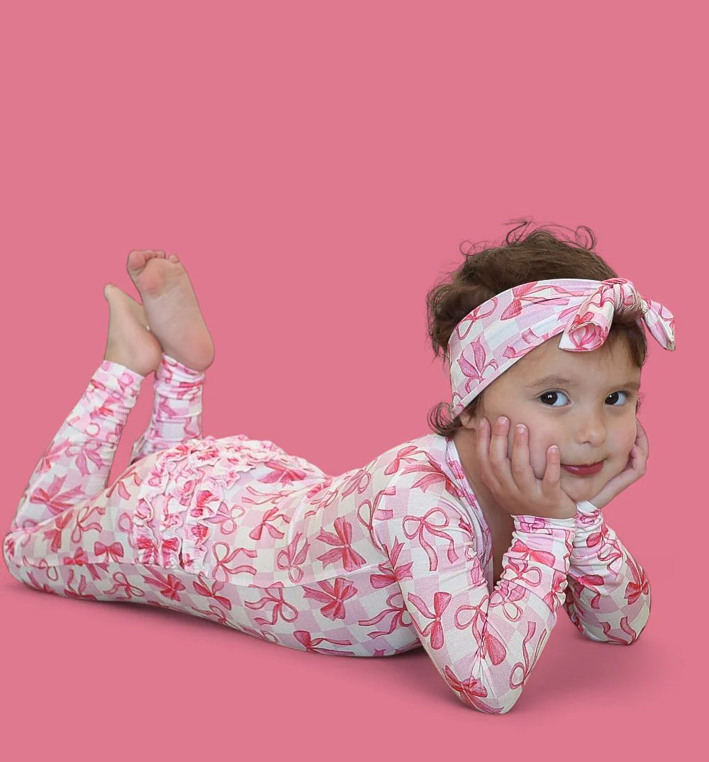 BOW CHECKERED CHARM DREAM RUFFLE ROMPER - Image 5