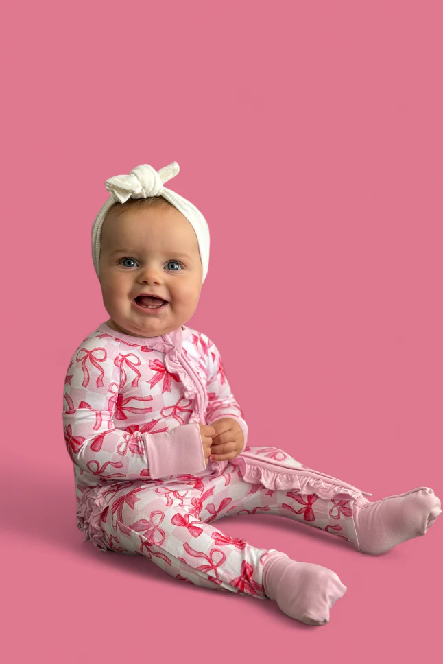 BOW CHECKERED CHARM DREAM RUFFLE ROMPER - Image 3
