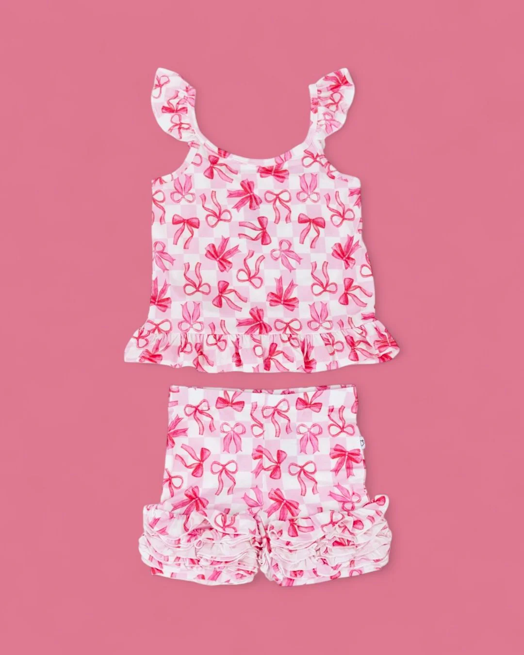 BOW CHECKERED CHARM DREAM RUFFLE SHORTS - Image 4