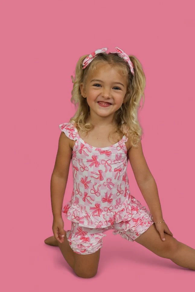 BOW CHECKERED CHARM DREAM RUFFLE SHORTS - Image 7