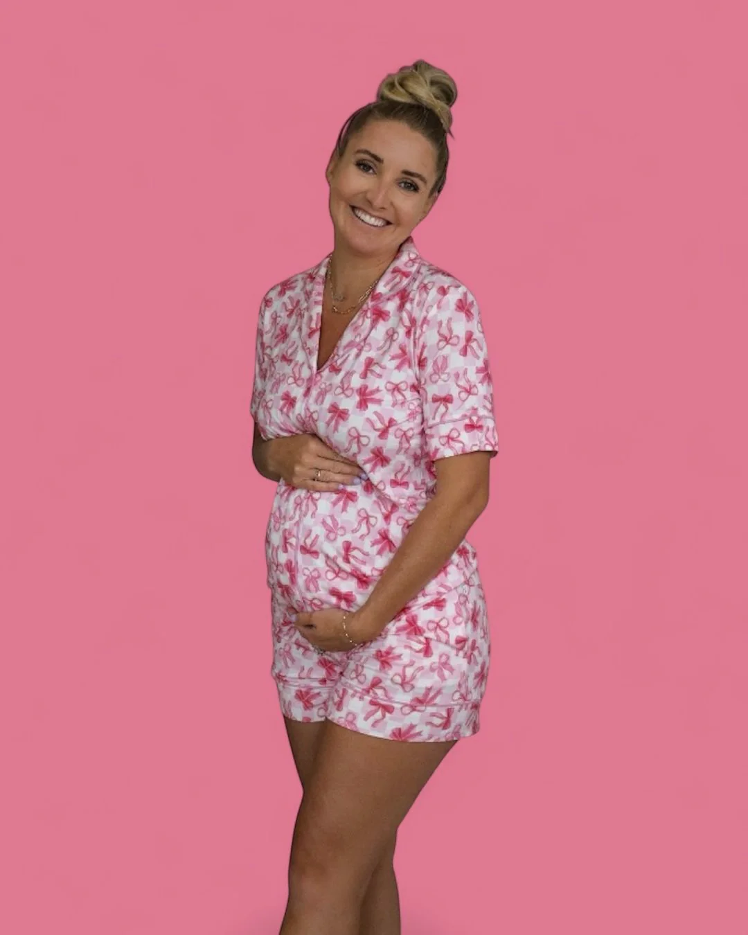 BOW CHECKERED CHARM WOMEN’S DREAM SHORT SET - Image 4