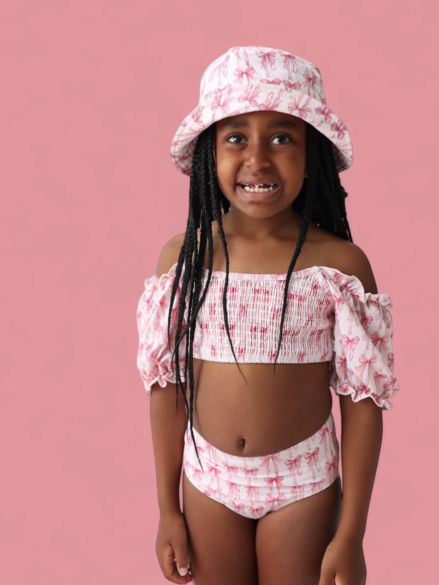 BOW CUTE DREAM SMOCKED OFF THE SHOULDER SWIM SUIT - Image 13