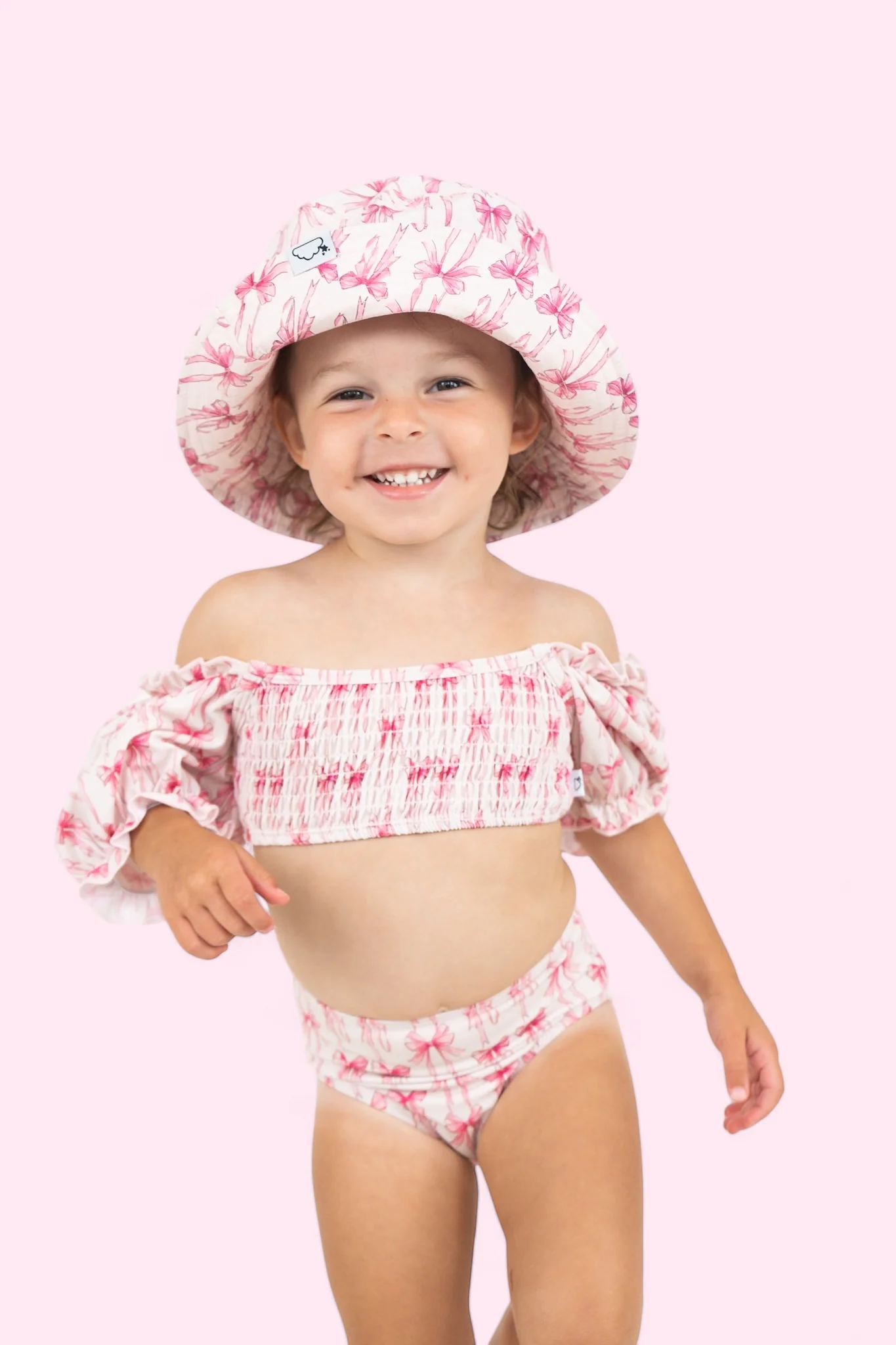 BOW CUTE DREAM SMOCKED OFF THE SHOULDER SWIM SUIT - Image 8
