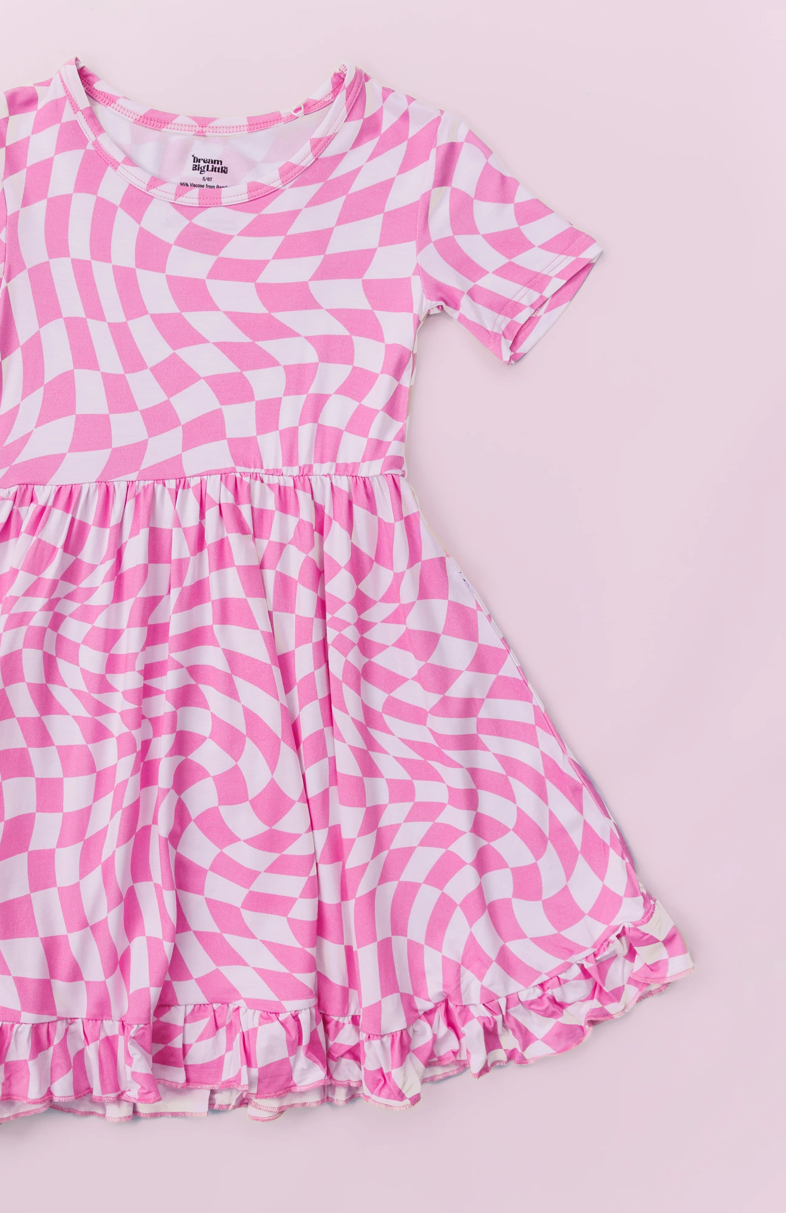 BUBBLEGUM WAVY CHECKERS DREAM RUFFLE DRESS - Image 8