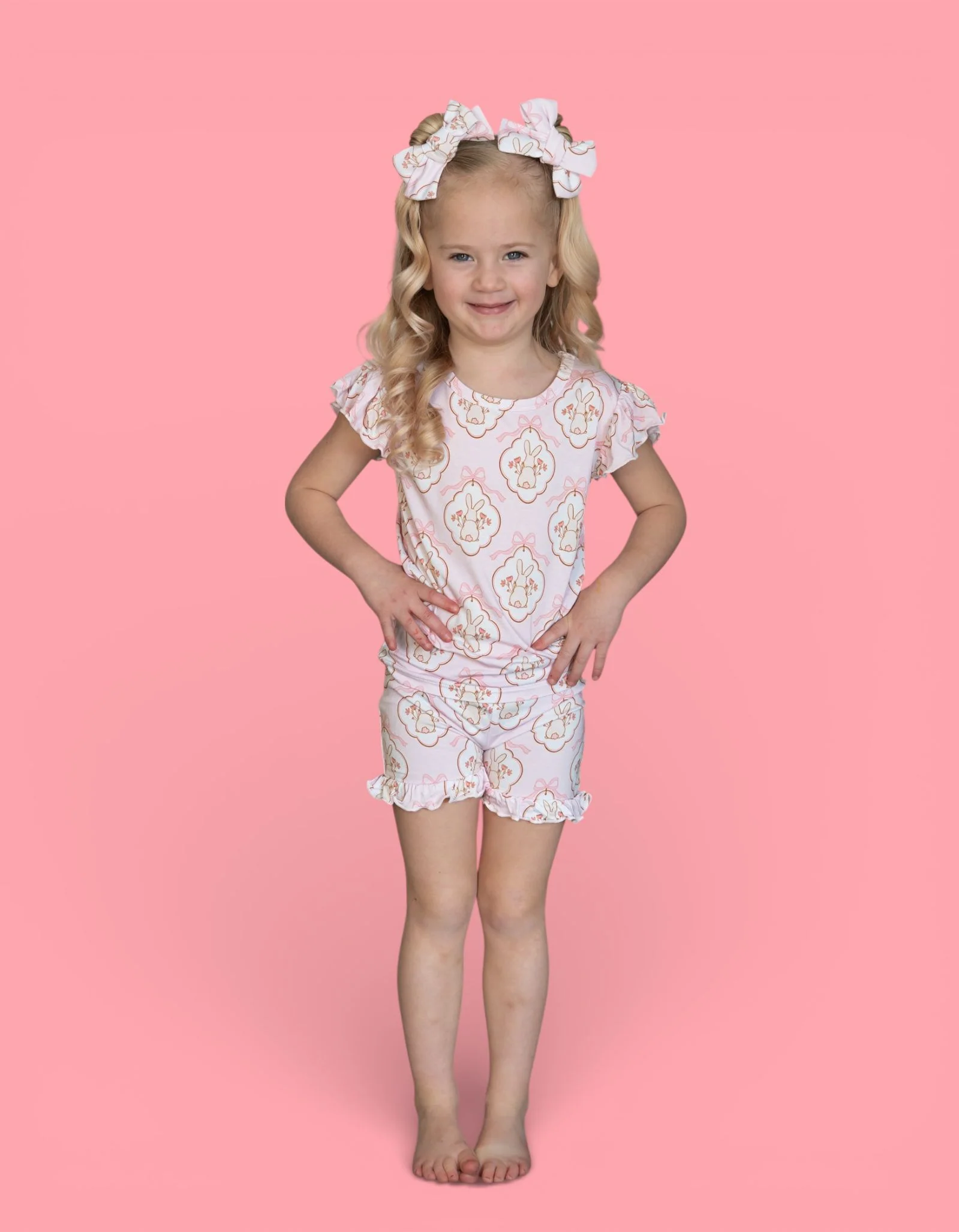 BUNNY BOW BLOSSOMS DREAM RUFFLE SHORT SET - Image 3