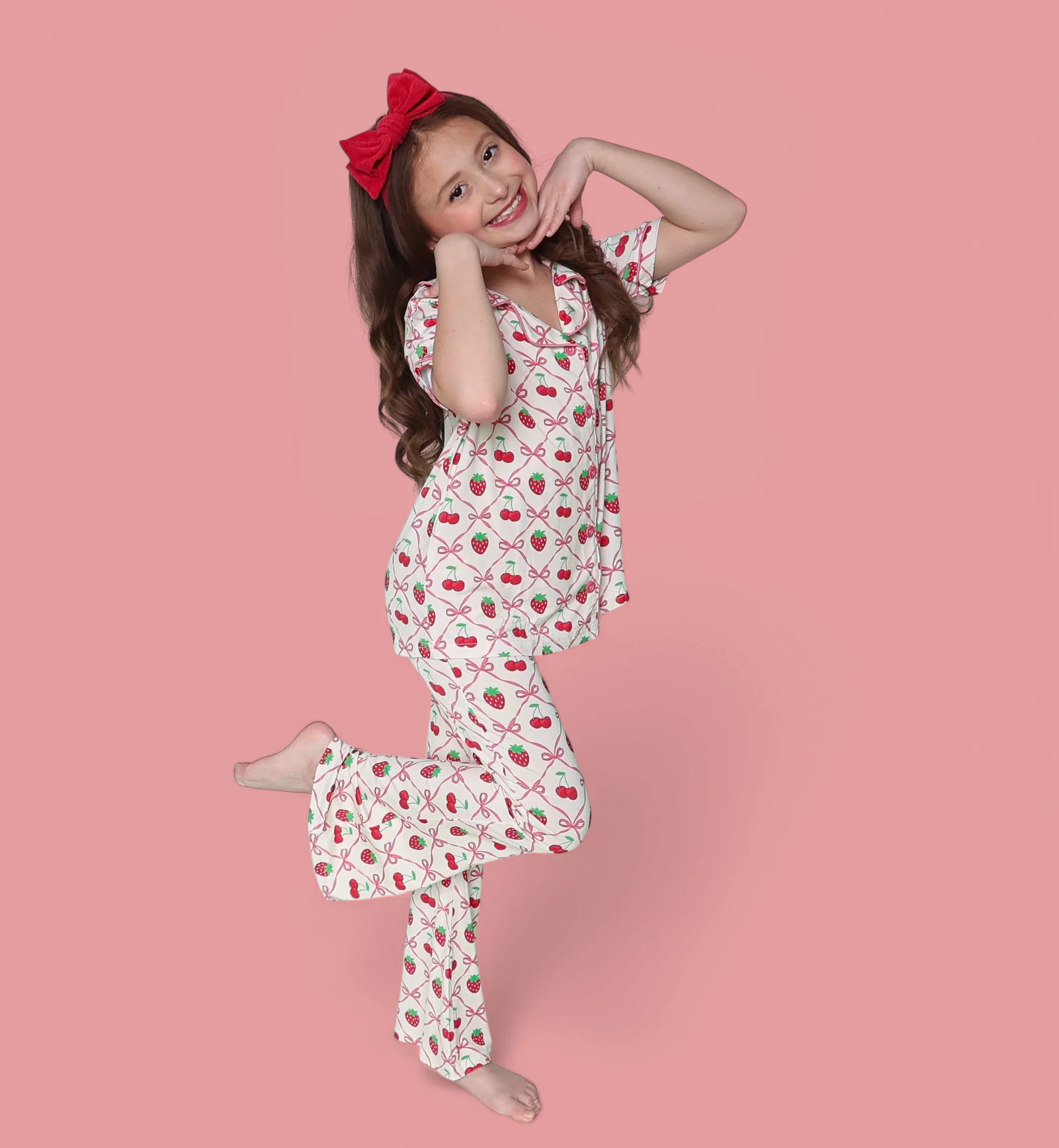 CHERRY BOW BERRY DREAM GIRL'S FLARE SET - Image 3