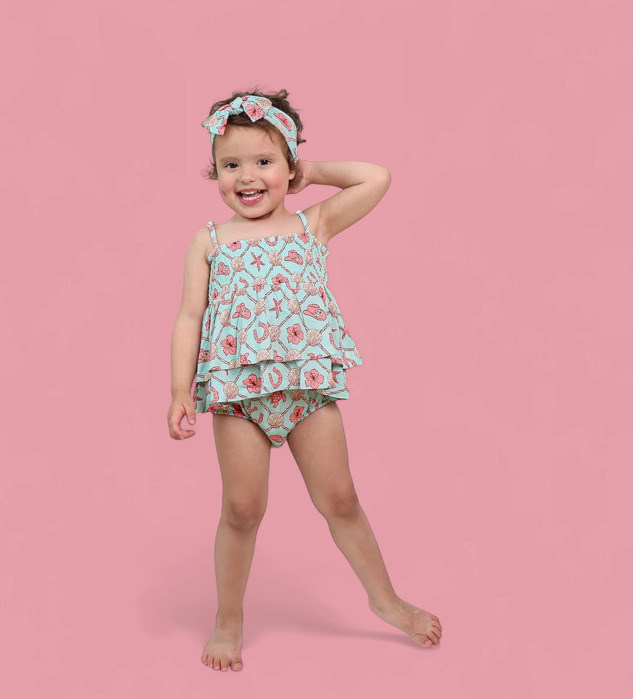 COASTAL COWGIRL DREAM SMOCKED TIERED BODYSUIT DRESS - Image 11