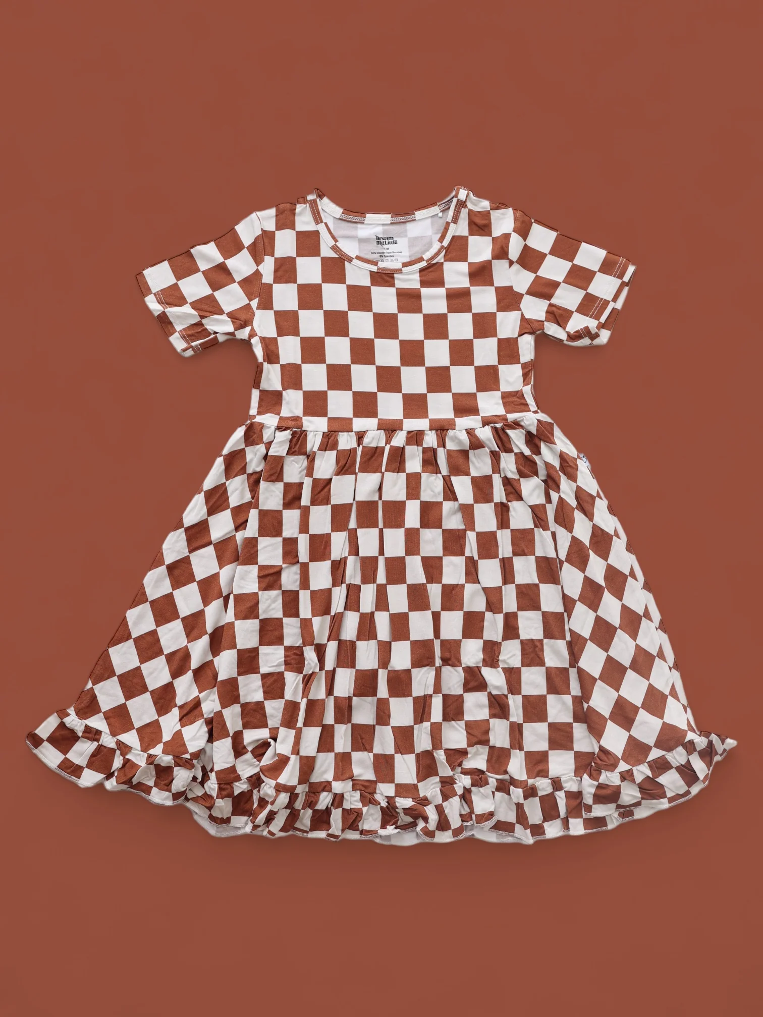 COPPER CHECKERS DREAM RUFFLE DRESS - Image 8