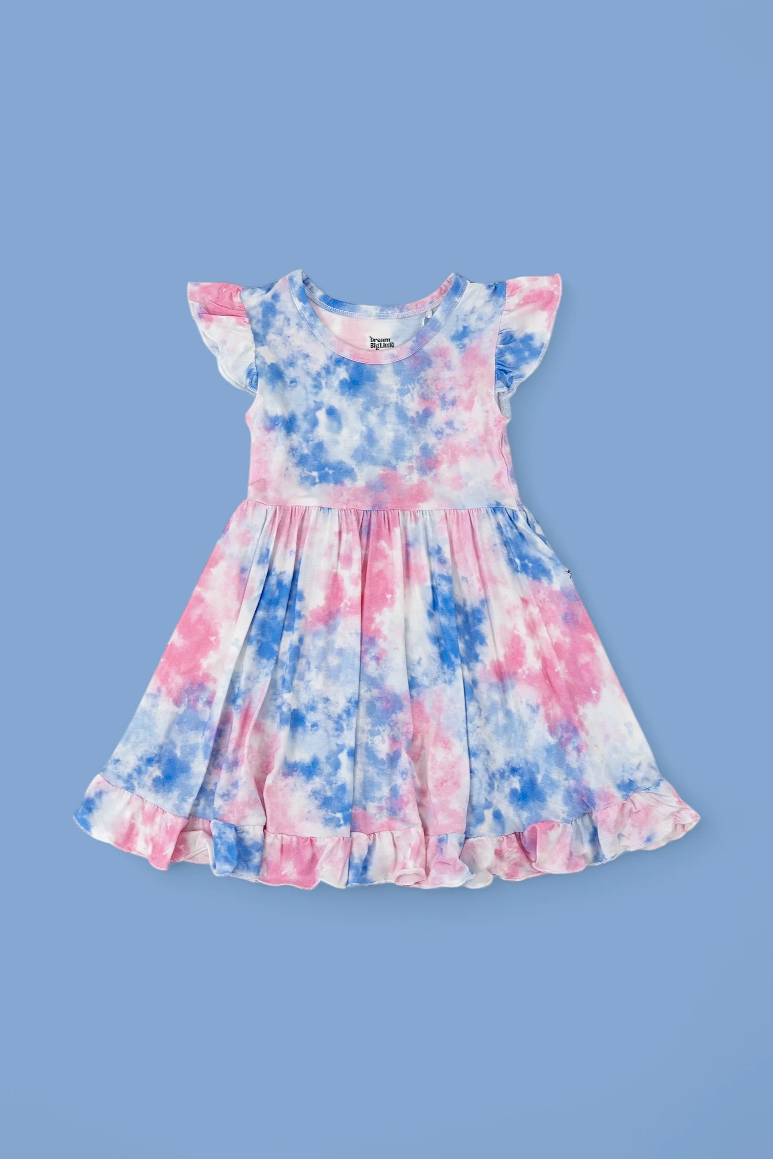 COTTON CANDY TIE DYE CAP SLEEVE DREAM RUFFLE DRESS - Image 2
