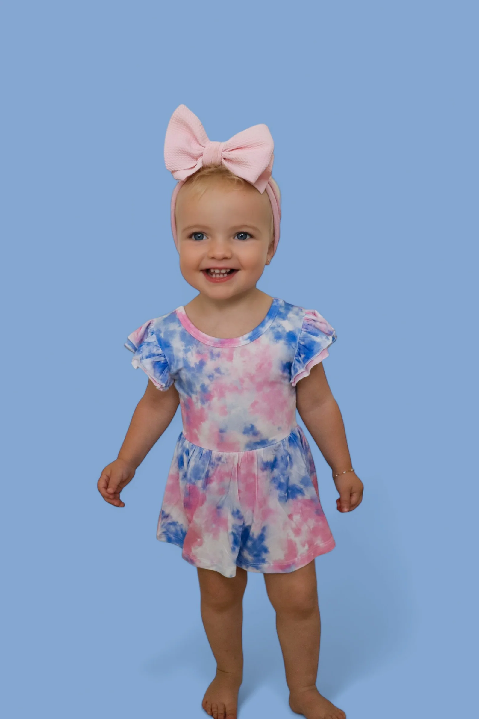 COTTON CANDY TIE DYE DREAM CAP SLEEVE BODYSUIT DRESS - Image 3