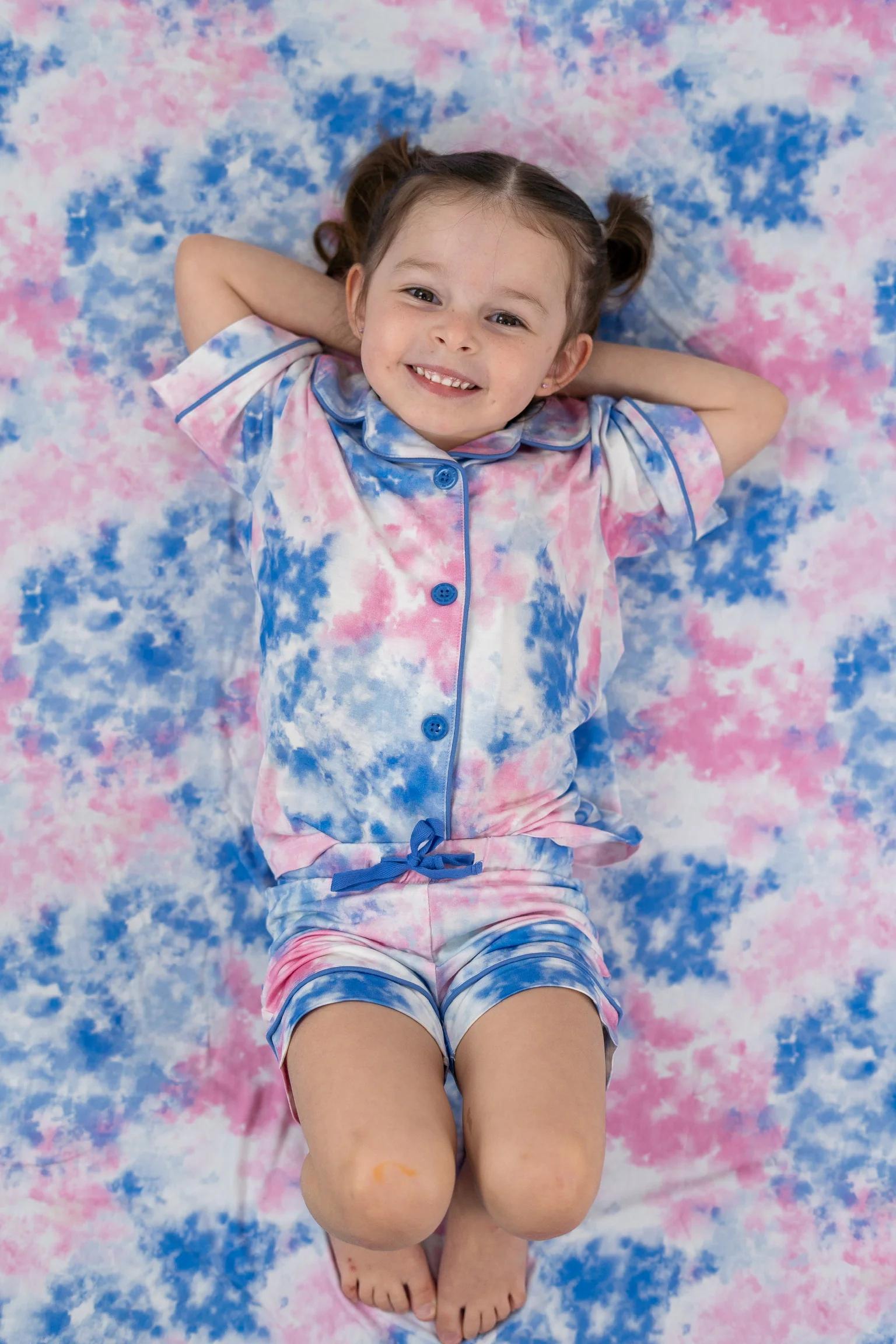 COTTON CANDY TIE DYE DREAM GIRL'S BUTTON DOWN SHORT SET - Image 11