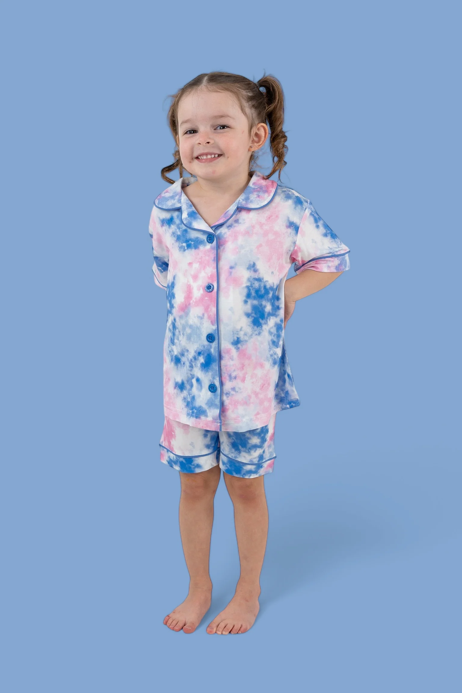 COTTON CANDY TIE DYE DREAM GIRL'S BUTTON DOWN SHORT SET - Image 12