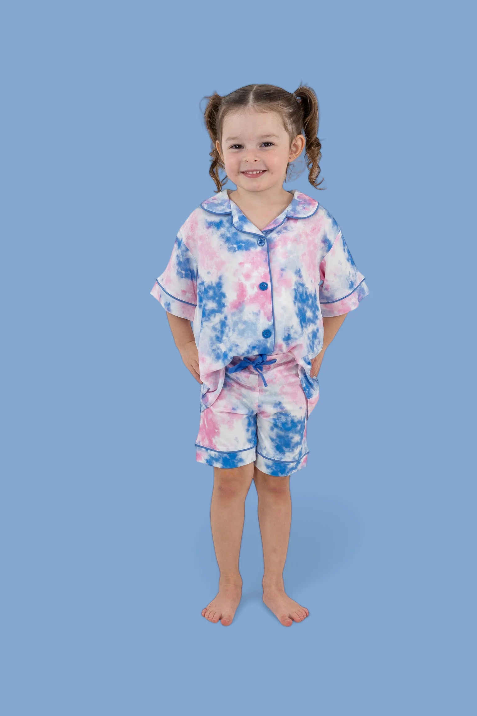 COTTON CANDY TIE DYE DREAM GIRL'S BUTTON DOWN SHORT SET - Image 13