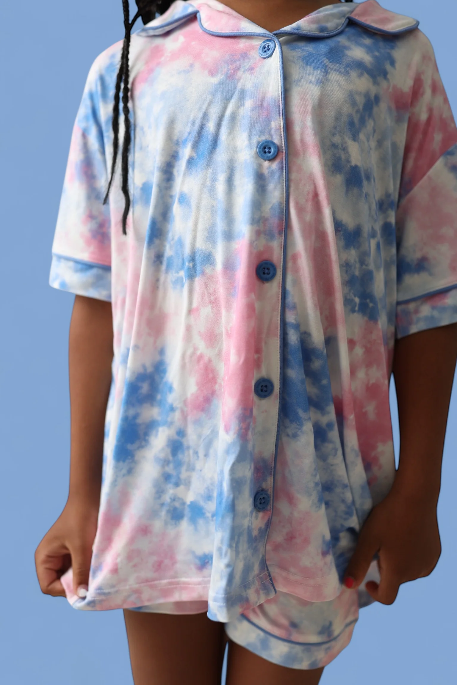 COTTON CANDY TIE DYE DREAM GIRL'S BUTTON DOWN SHORT SET - Image 16