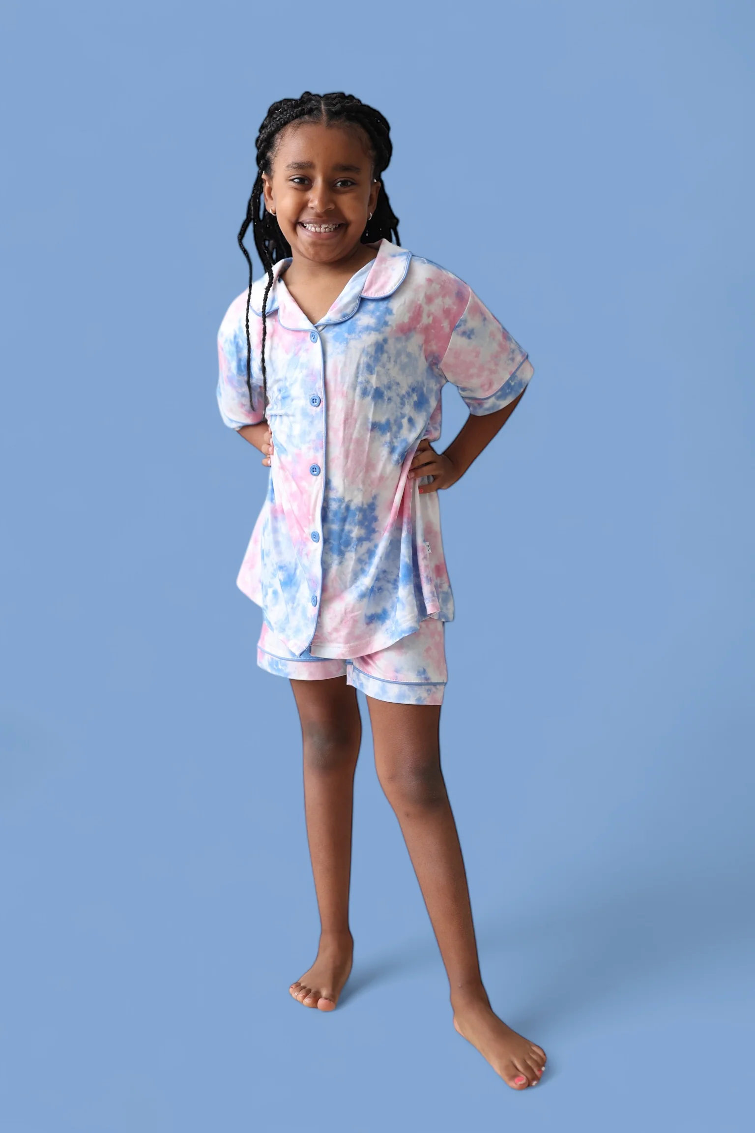 COTTON CANDY TIE DYE DREAM GIRL'S BUTTON DOWN SHORT SET - Image 17