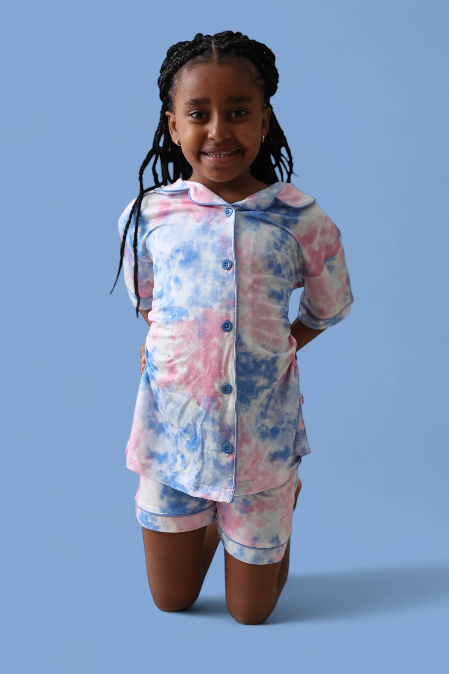 COTTON CANDY TIE DYE DREAM GIRL'S BUTTON DOWN SHORT SET - Image 18