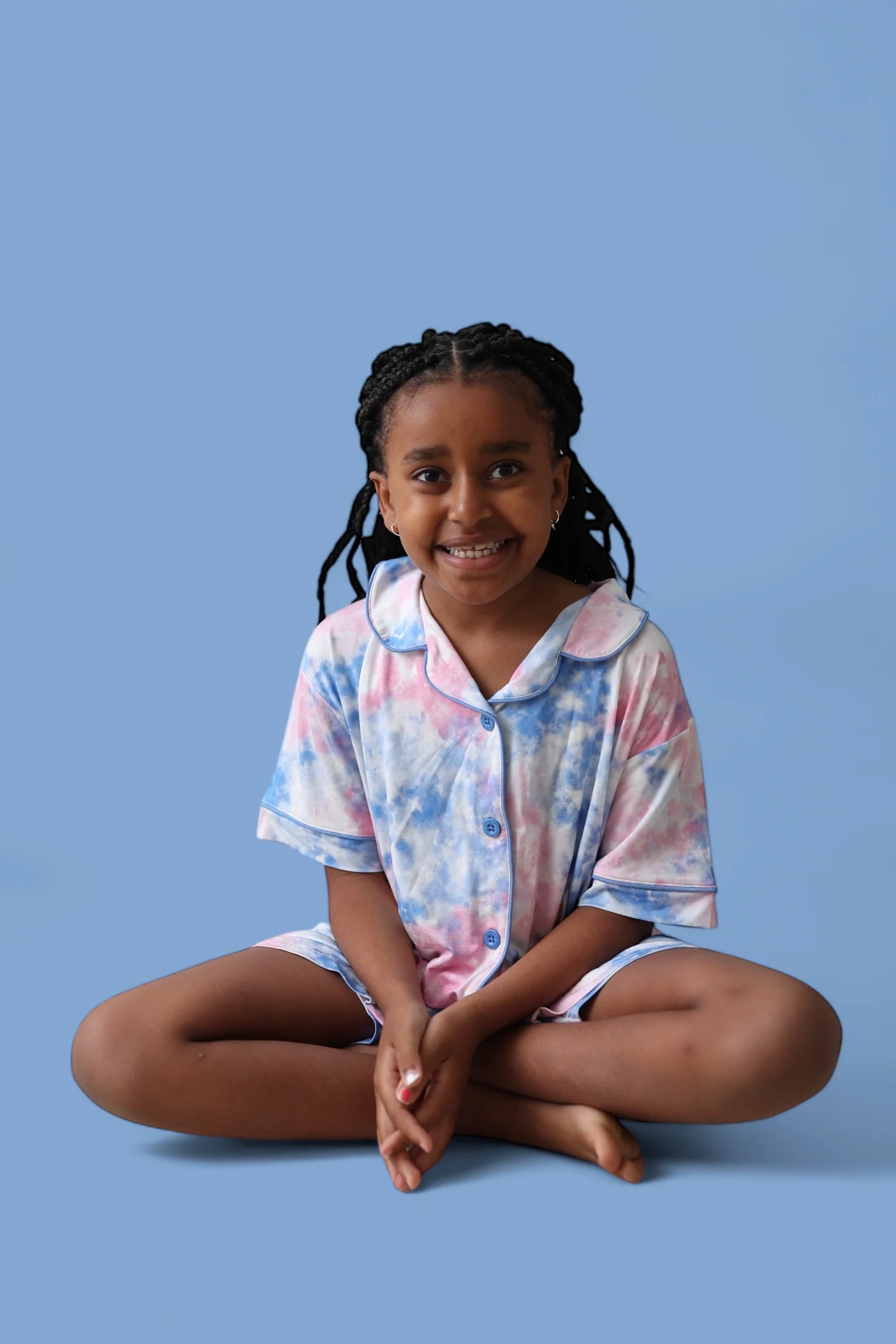 COTTON CANDY TIE DYE DREAM GIRL'S BUTTON DOWN SHORT SET - Image 19