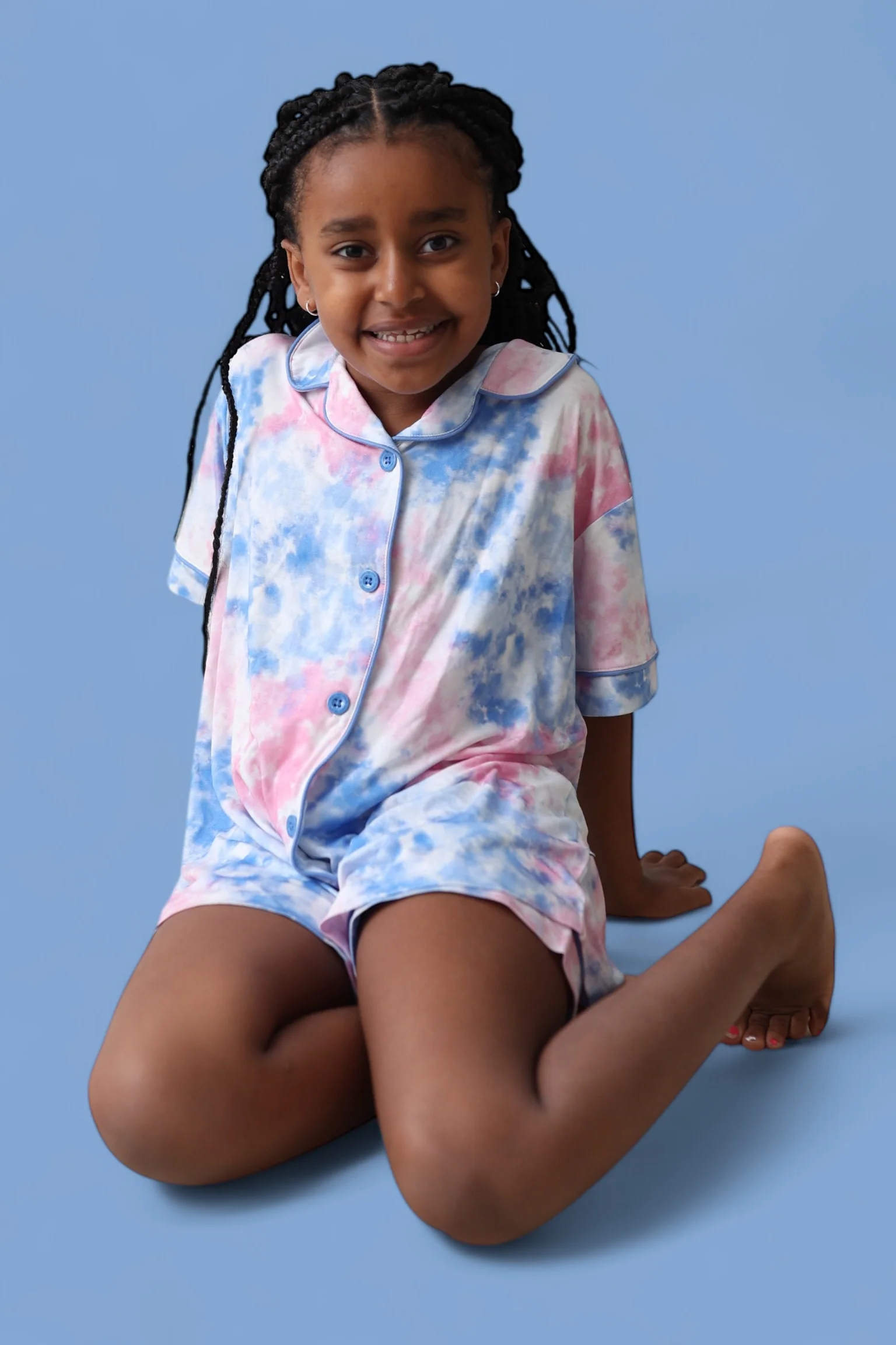 COTTON CANDY TIE DYE DREAM GIRL'S BUTTON DOWN SHORT SET - Image 20