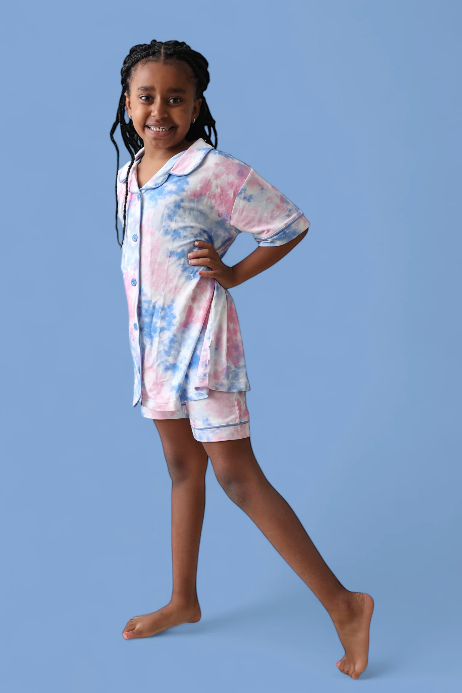 COTTON CANDY TIE DYE DREAM GIRL'S BUTTON DOWN SHORT SET - Image 21