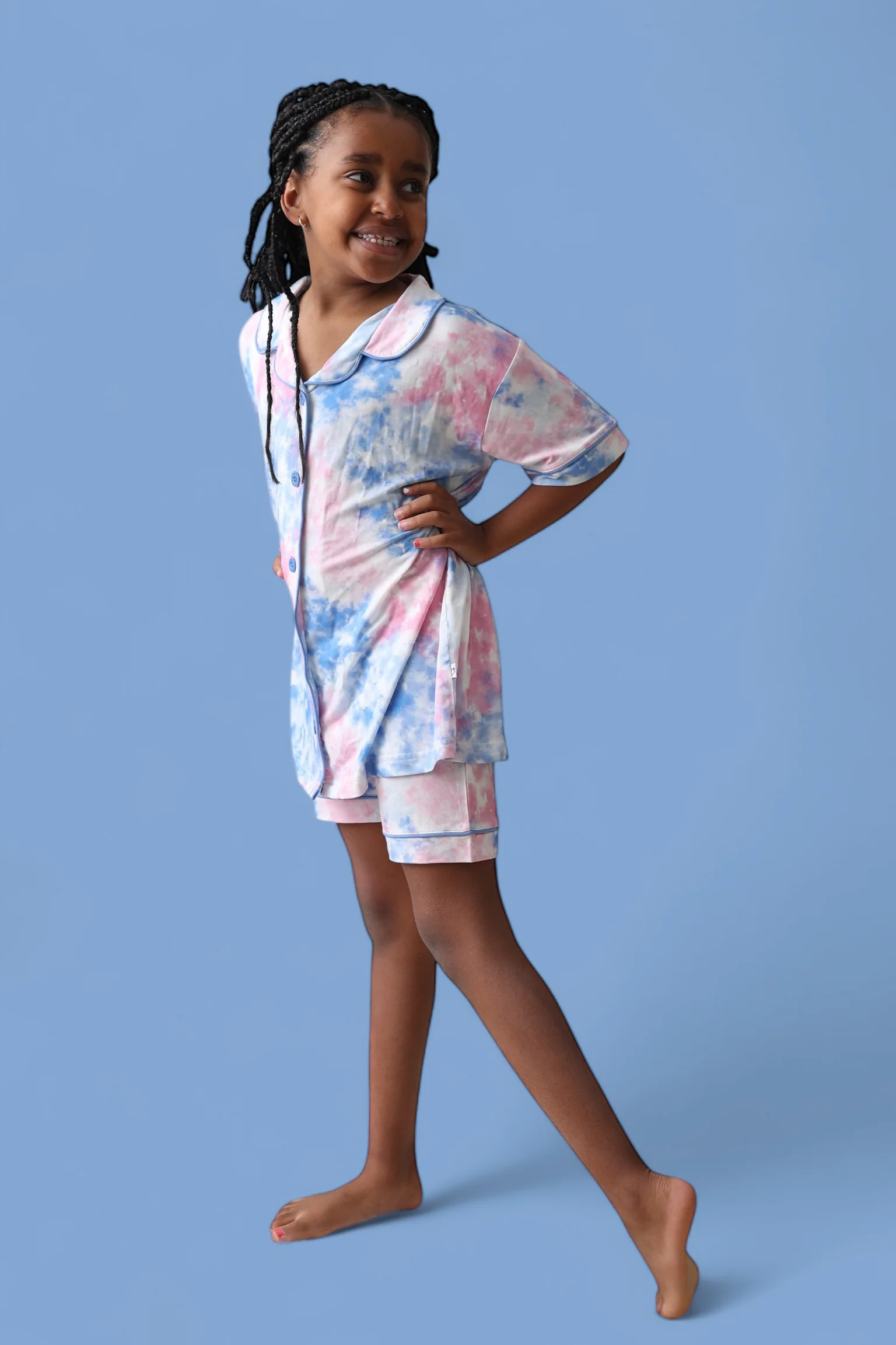 COTTON CANDY TIE DYE DREAM GIRL'S BUTTON DOWN SHORT SET - Image 22