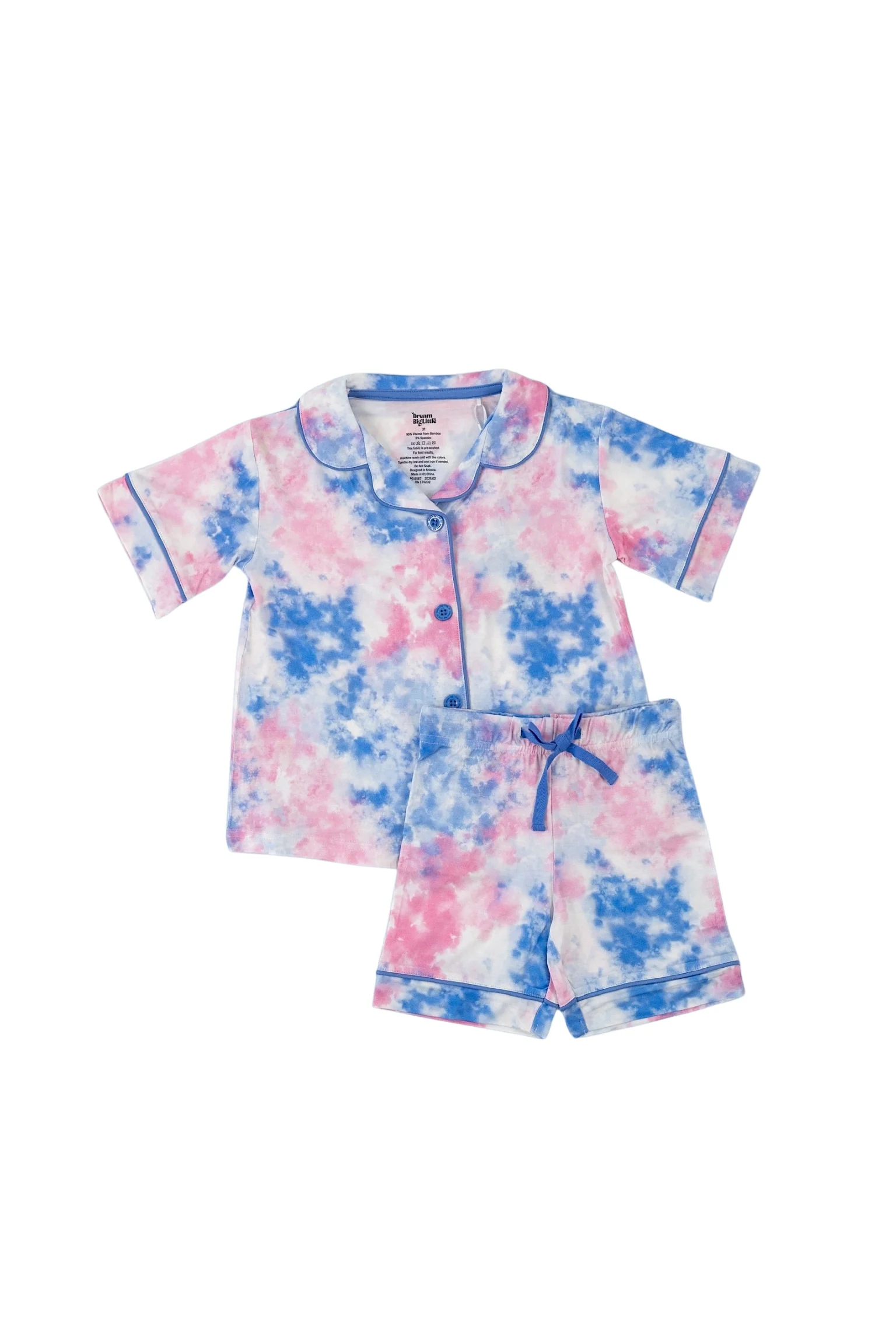 COTTON CANDY TIE DYE DREAM GIRL'S BUTTON DOWN SHORT SET - Image 23