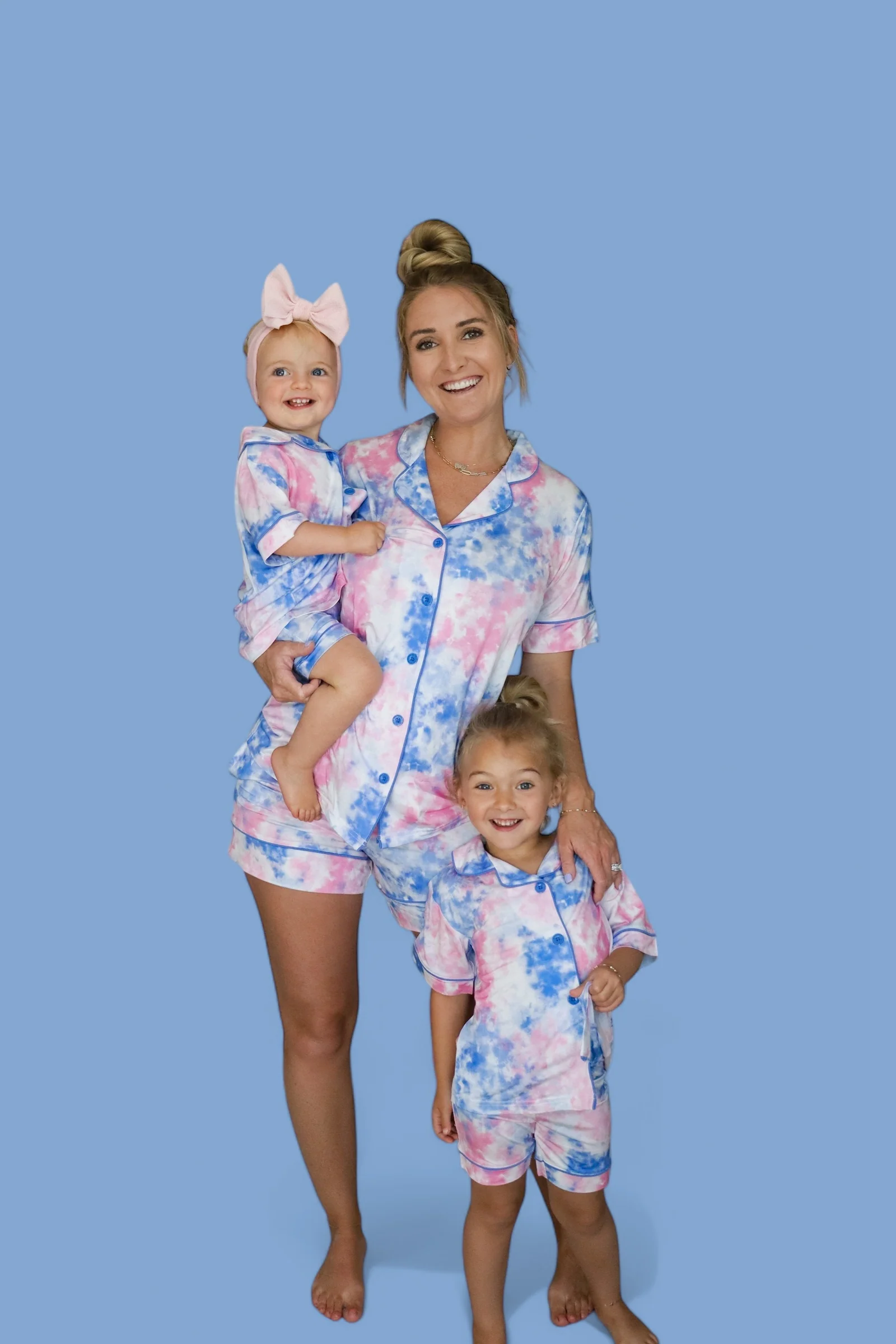 COTTON CANDY TIE DYE DREAM GIRL'S BUTTON DOWN SHORT SET - Image 4