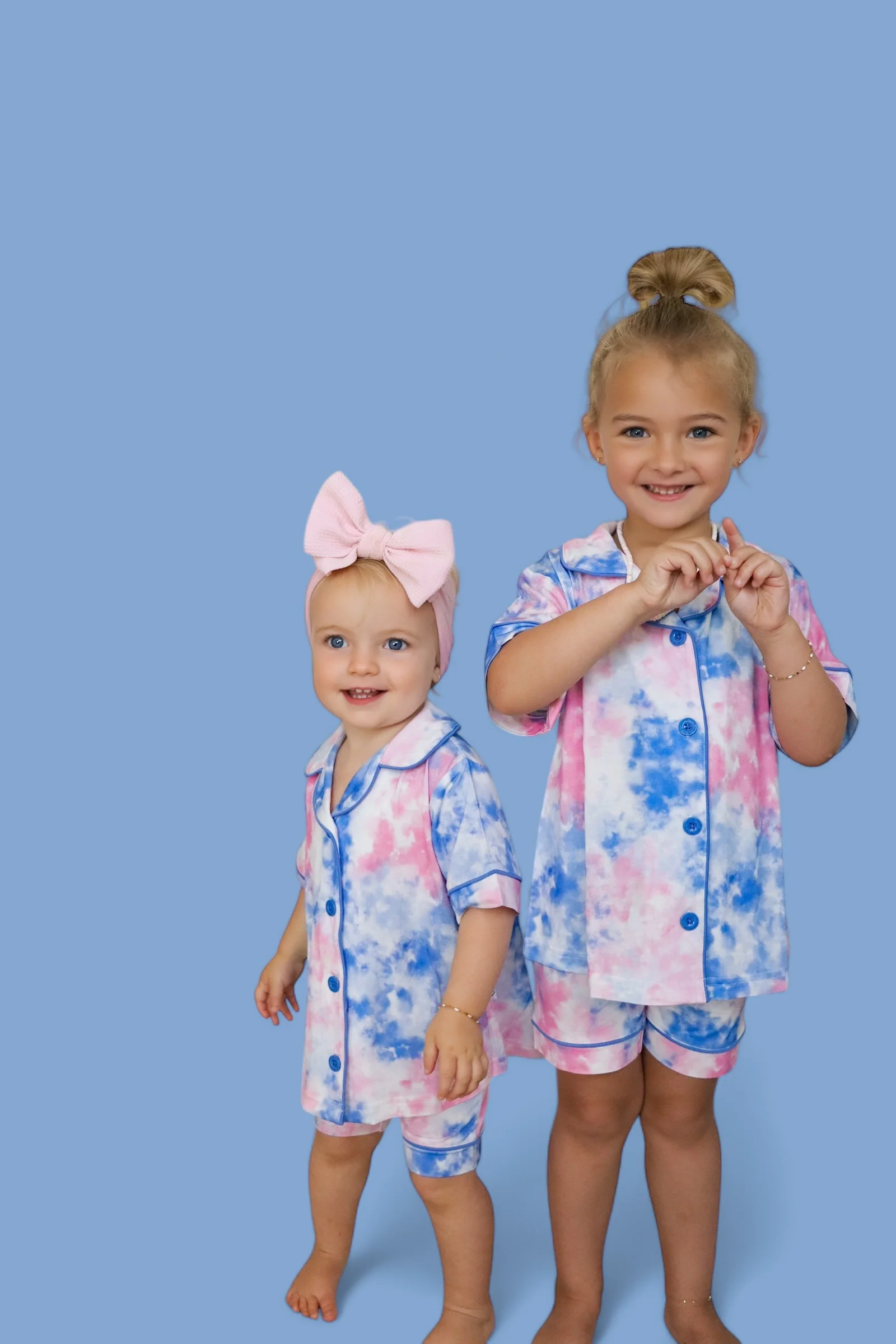 COTTON CANDY TIE DYE DREAM GIRL'S BUTTON DOWN SHORT SET - Image 6