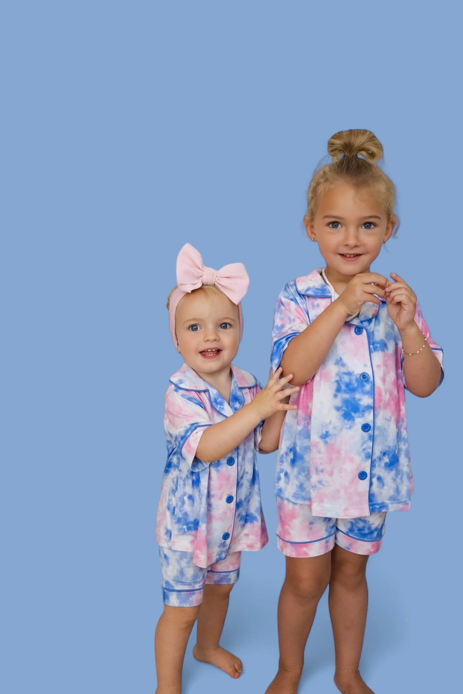 COTTON CANDY TIE DYE DREAM GIRL'S BUTTON DOWN SHORT SET - Image 8