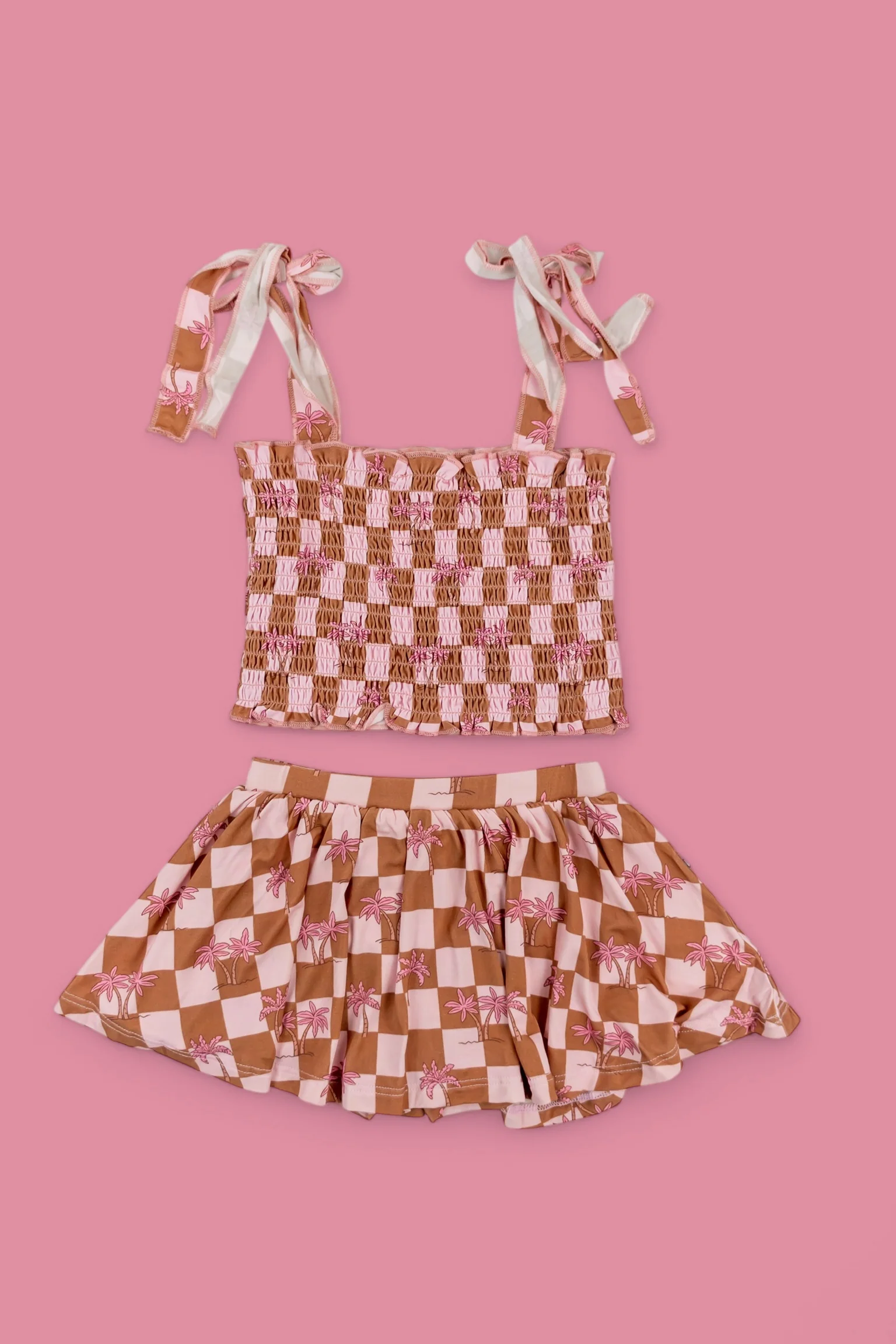 EXCLUSIVE SUNSET BEACH CHECKERS DREAM SMOCKED SKORT SET - Image 2